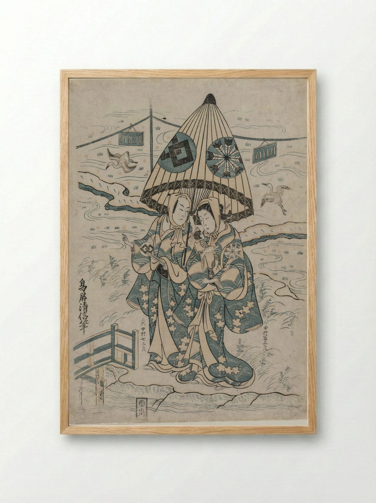 The Actors Ichimura Kamezo I and Takinaka Hidematsu I - Torii Kiyonobu II - Framed Print Wood