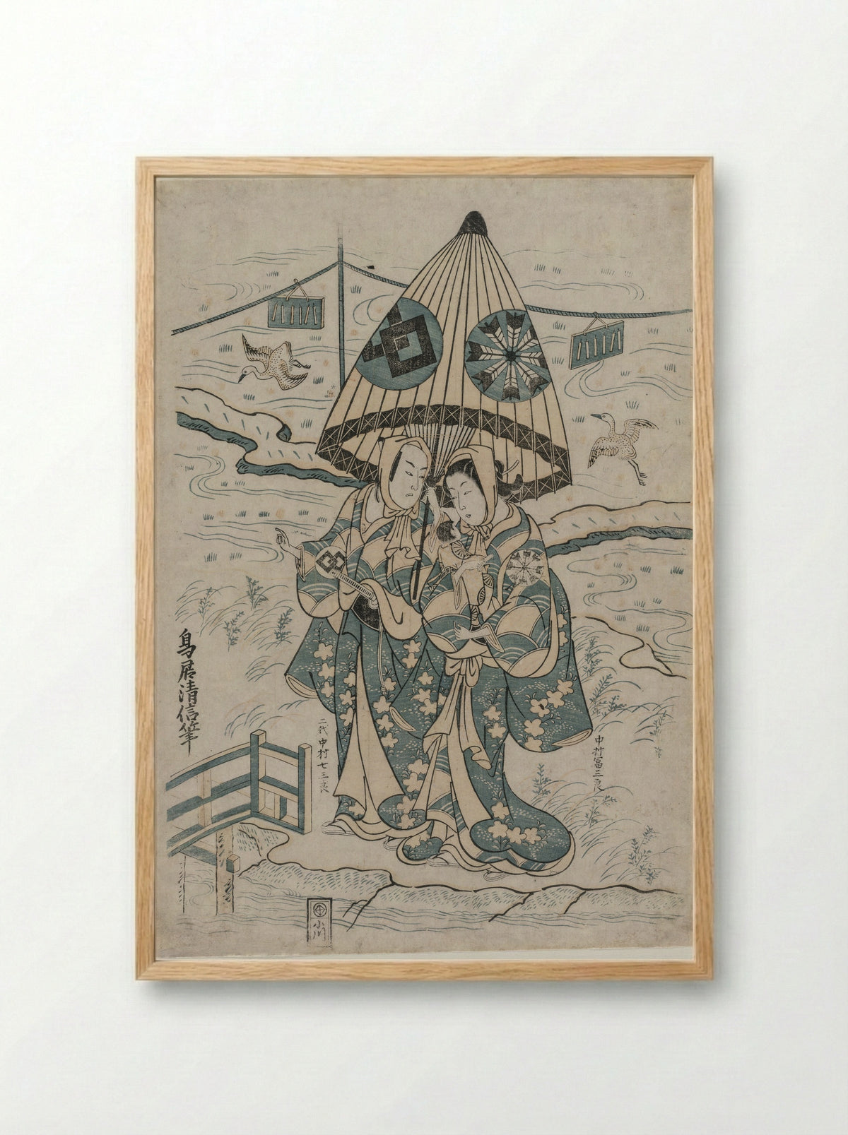 The Actors Ichimura Kamezo I and Takinaka Hidematsu I - Torii Kiyonobu II - Framed Print Wood