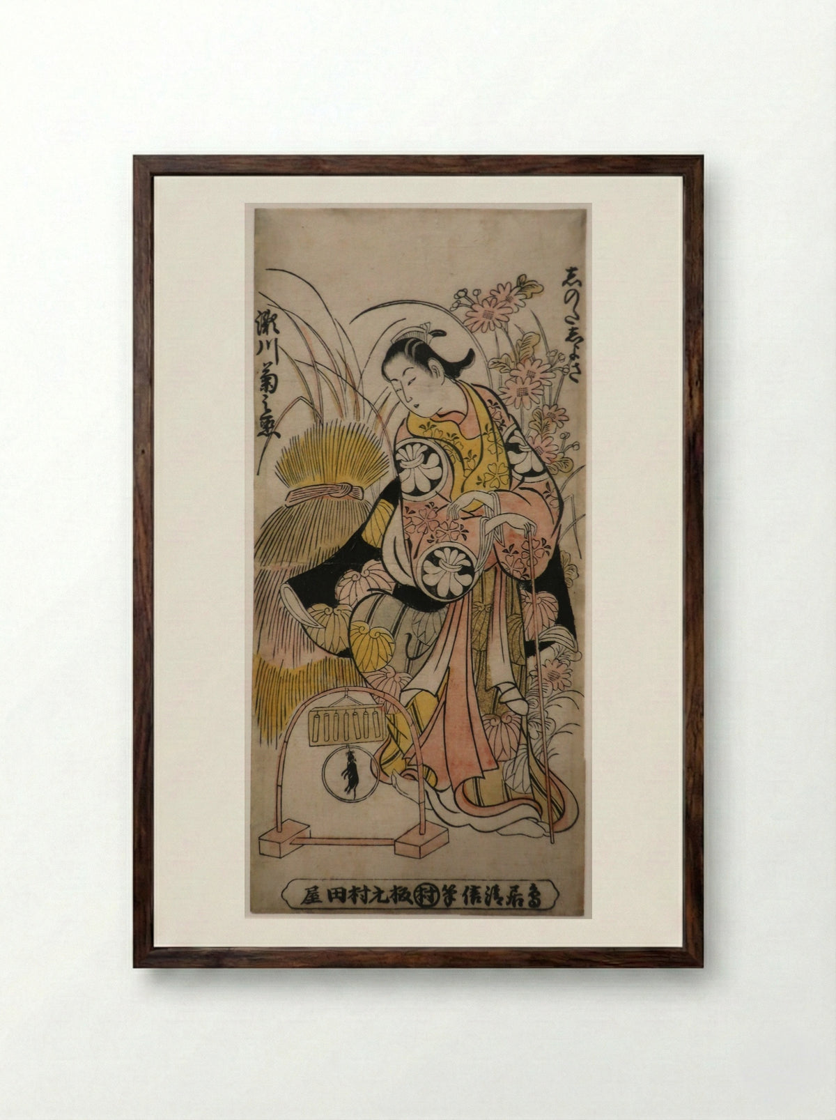 The Actors Ichimura Uzaemon VIII as Oguri Hangan and Segawa Kikunojo I as Terute no Mae - Torii Kiyonobu II - Framed Print Dark Wood