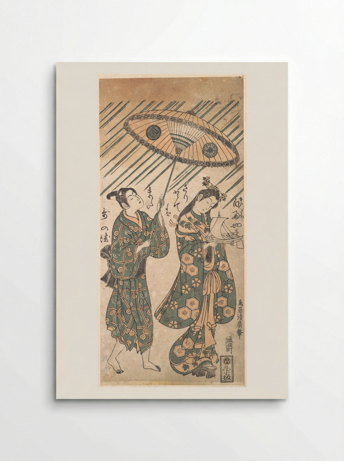 The Actors Nakamura Tomijirō in the Role of Ono no Komachi and Sanogawa Ichimatsu in the Role of Her Servant - Torii Kiyohiro - Poster