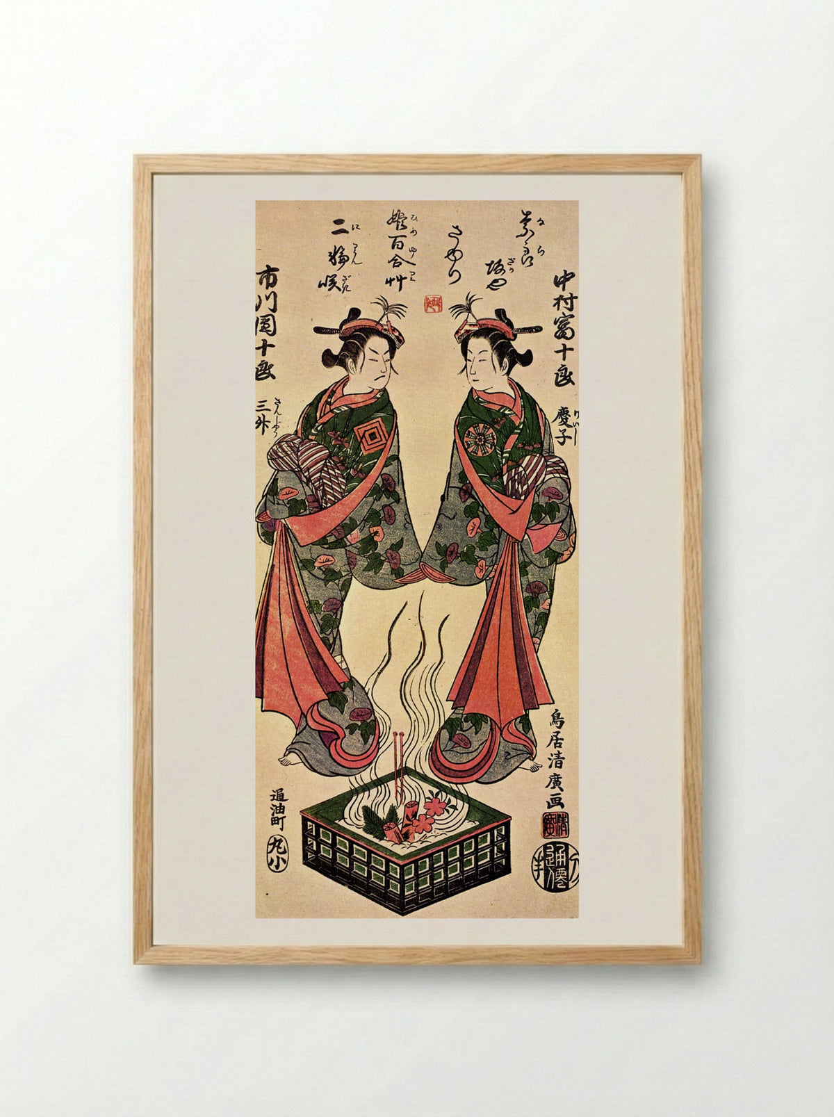 The Actors Sanogawa Ichimatsu and Nakamura Tomijuro - Torii Kiyohiro - Framed Print Wood