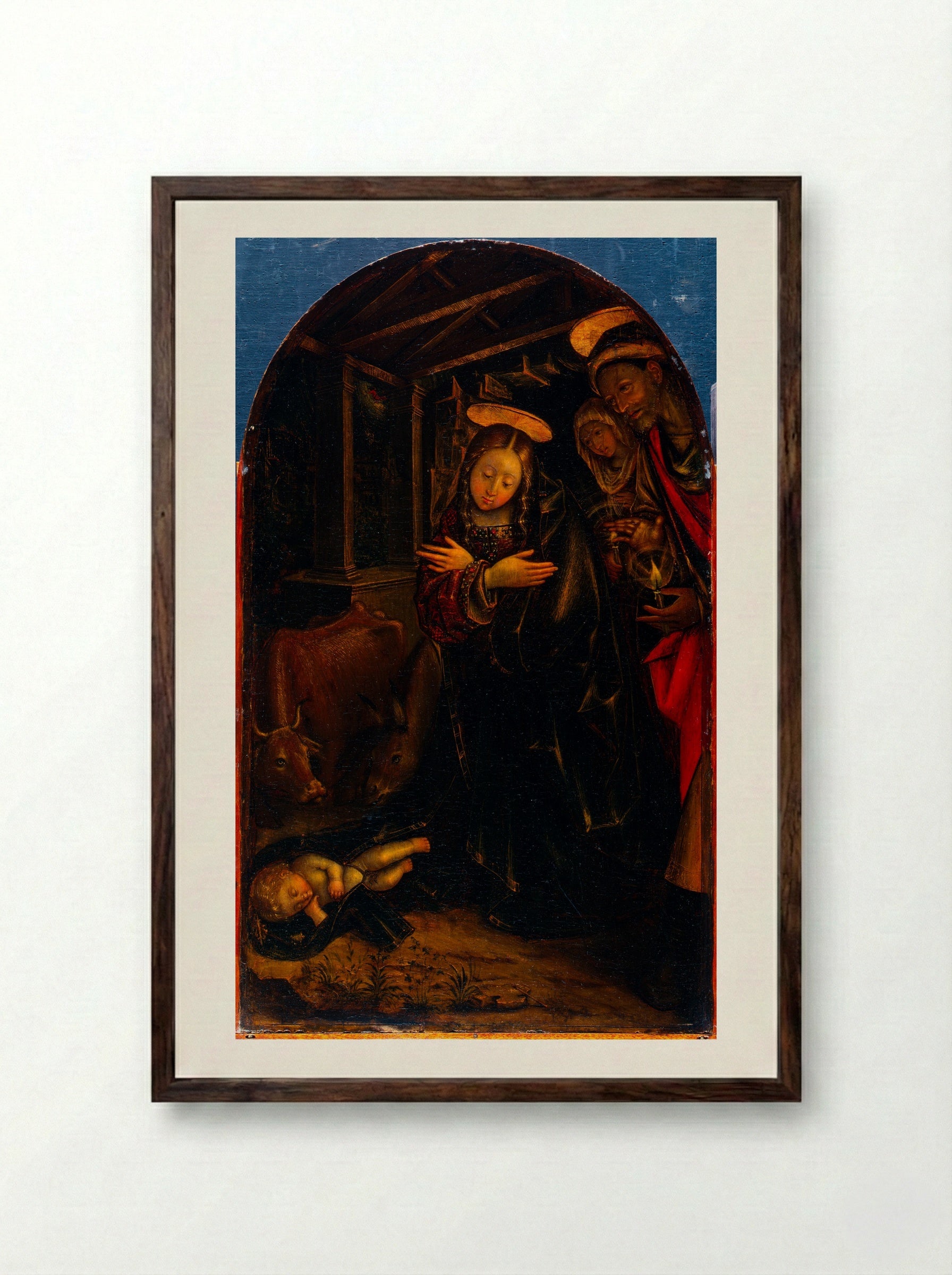 The Adoration of the Christ Child - Defendente Ferrari - Framed Print Dark Wood