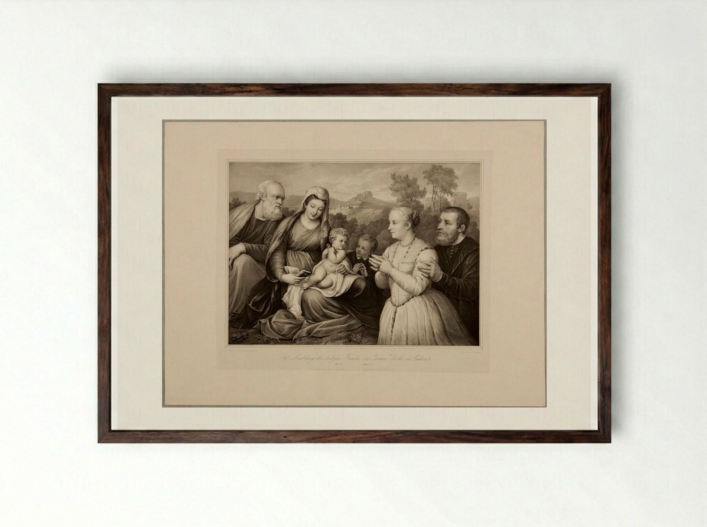 The Adoration of the Holy Family - Franz Hanfstaengl - Framed Print Dark Wood