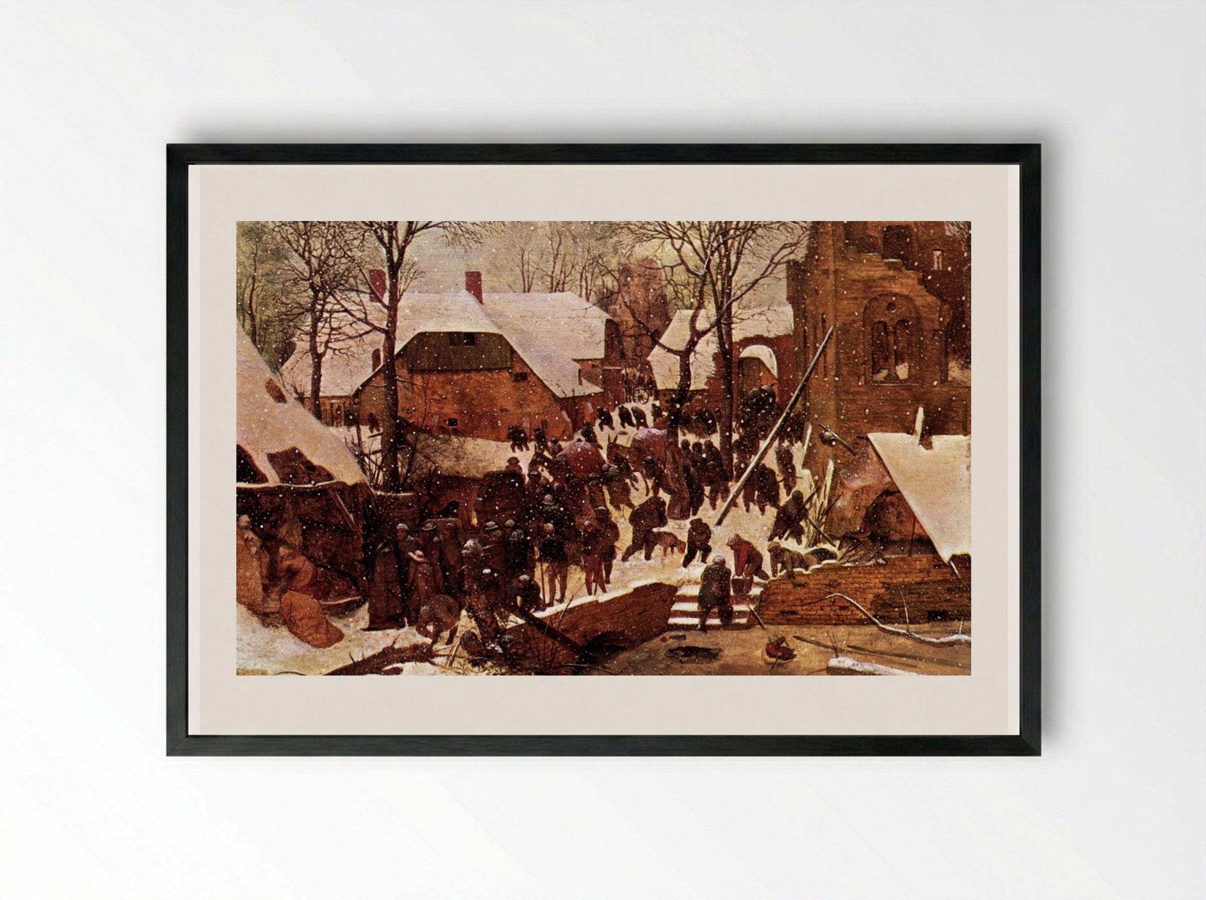 The Adoration of the Kings in the Snow - Pieter Bruegel the Elder - Framed Print Black