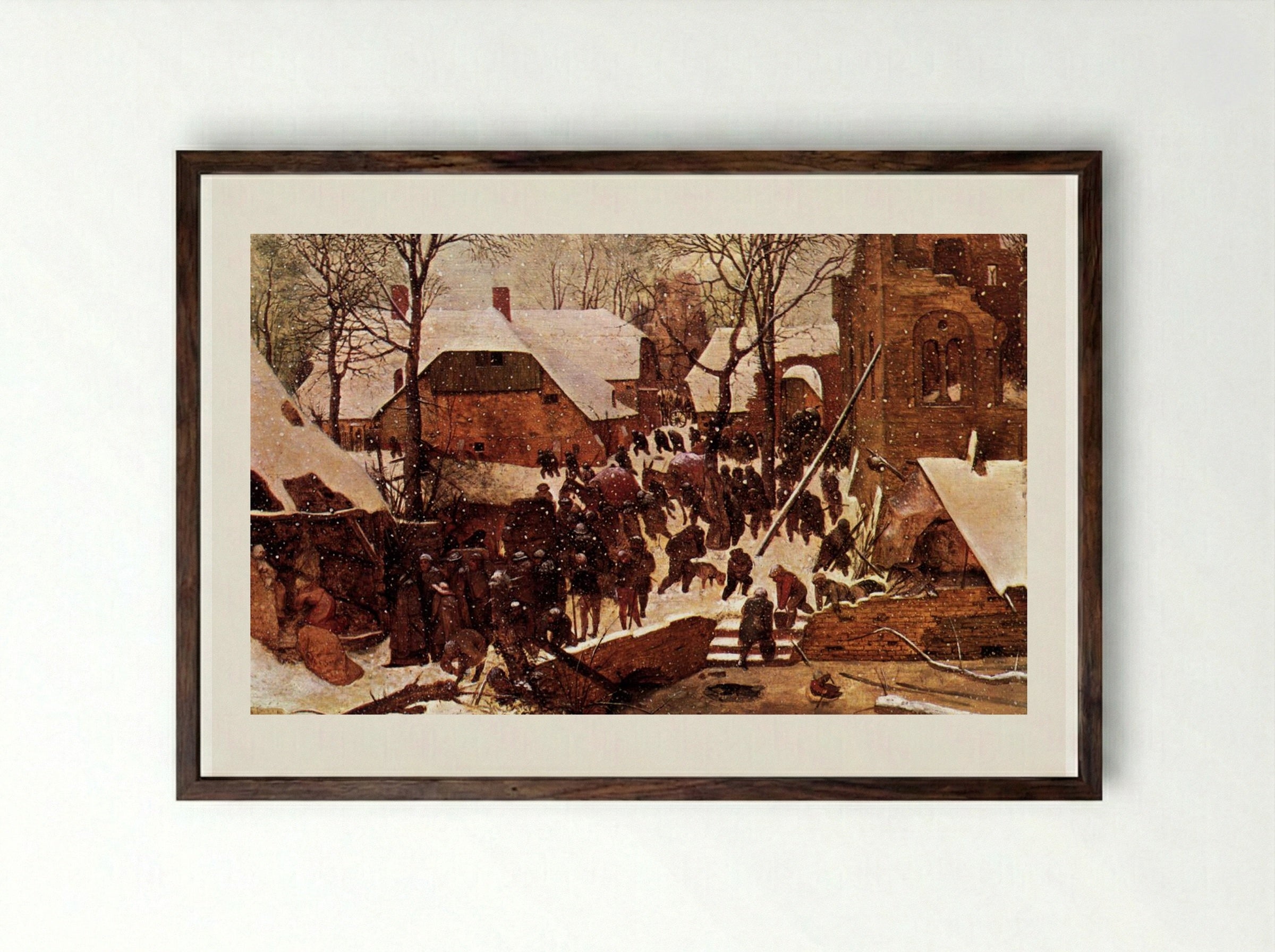 The Adoration of the Kings in the Snow - Pieter Bruegel the Elder - Framed Print Dark Wood