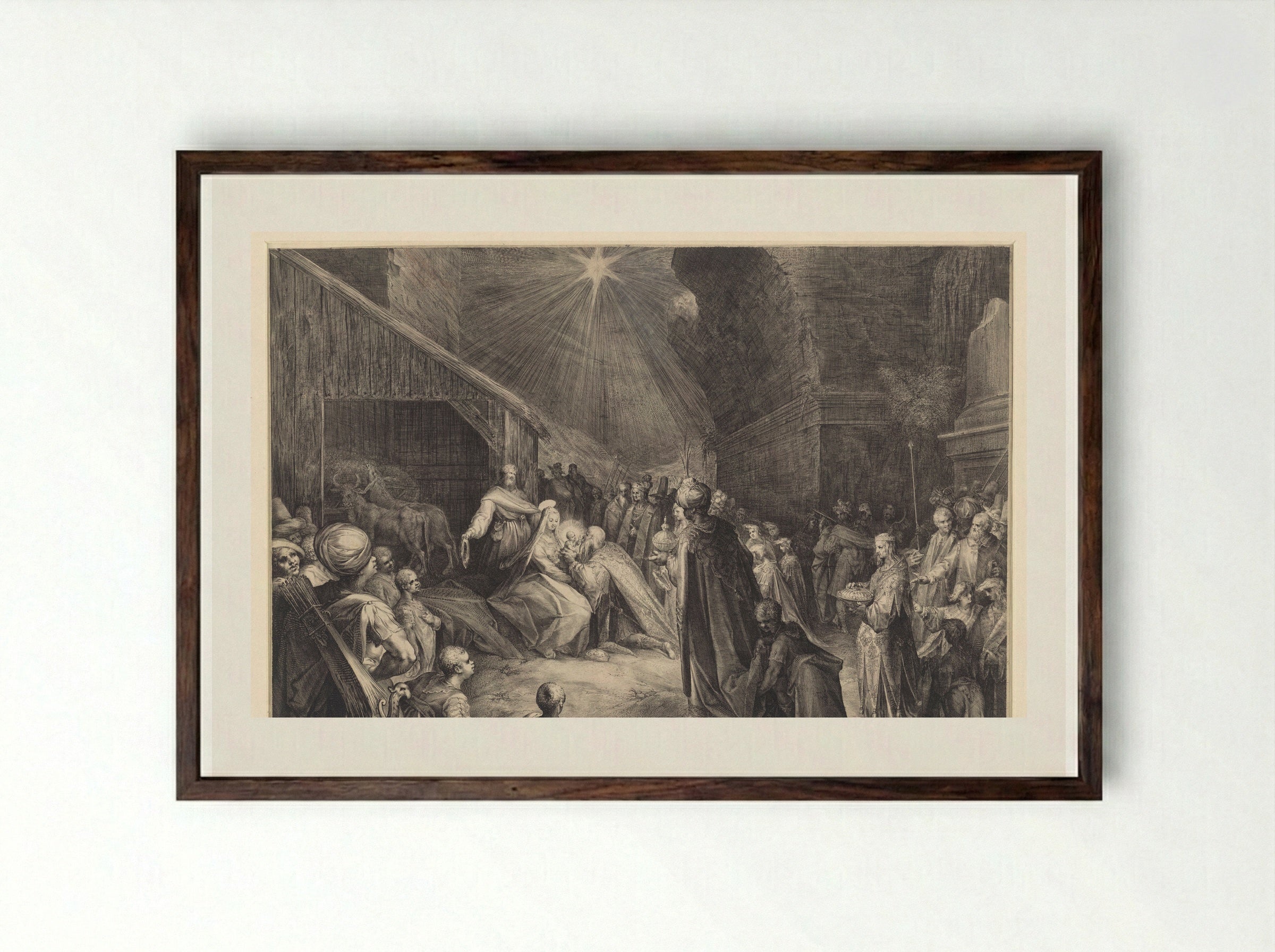 The Adoration of the Kings - Jan Harmensz. Muller - Framed Print Dark Wood