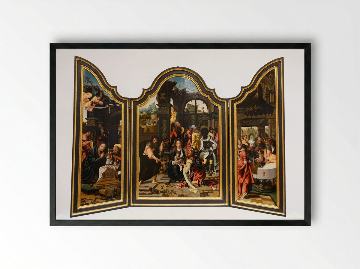 The Adoration of the Magi Triptych - Master of 1518 - Framed Print Black