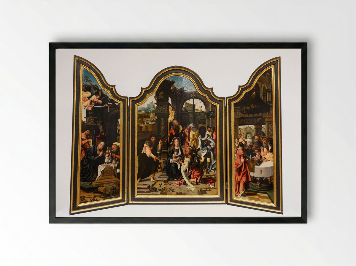 The Adoration of the Magi Triptych - Master of 1518 - Framed Print Black