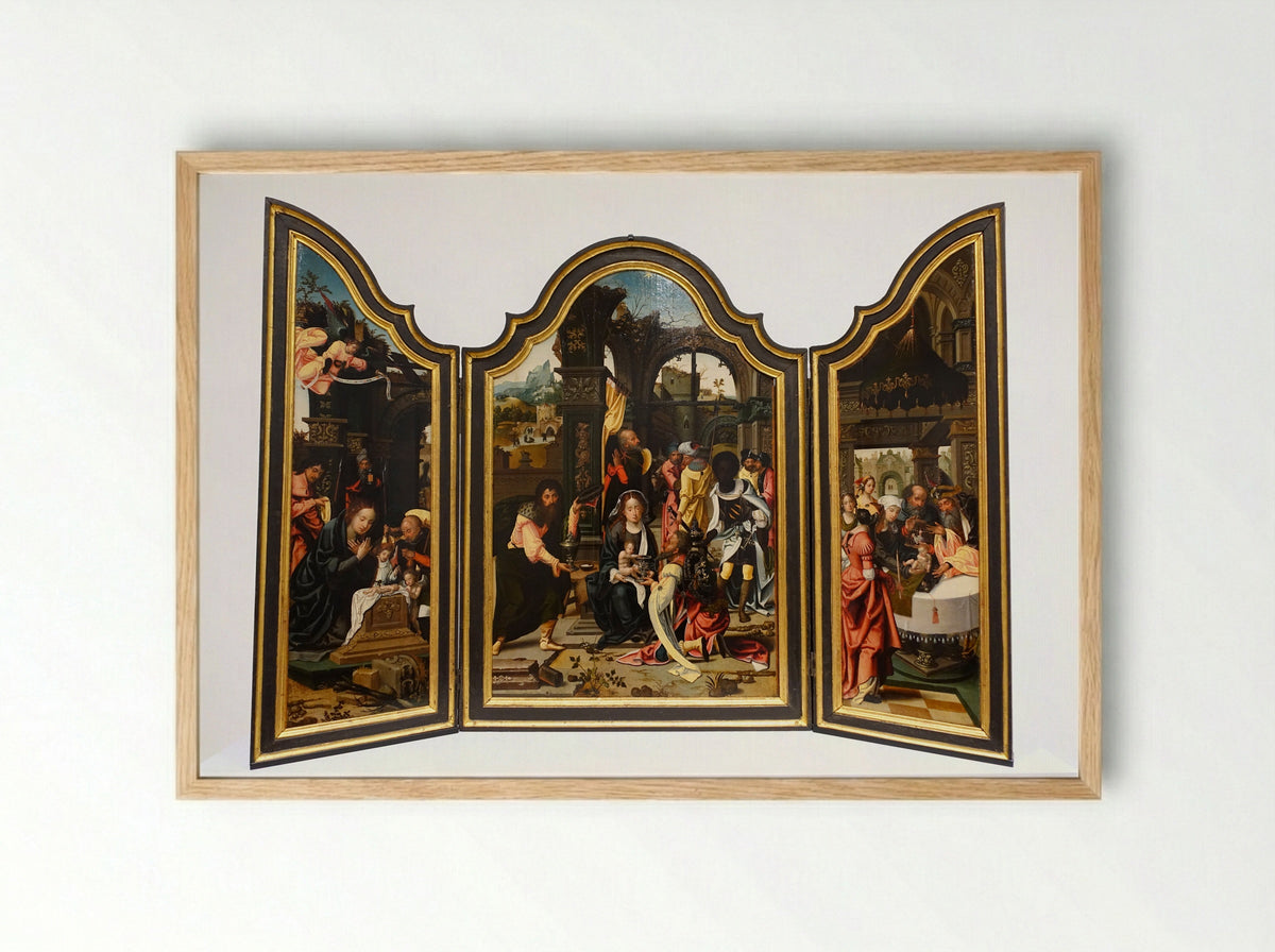 The Adoration of the Magi Triptych - Master of 1518 - Framed Print Wood
