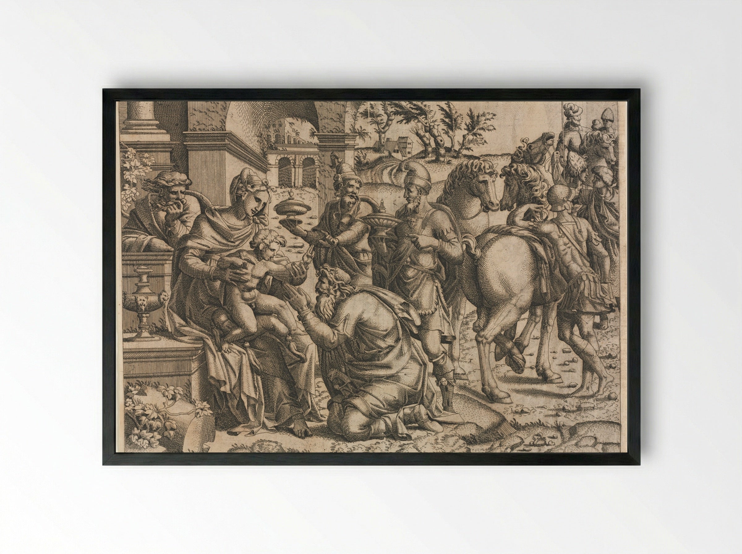 The Adoration of the Magi - Jean Mignon - Framed Print Black