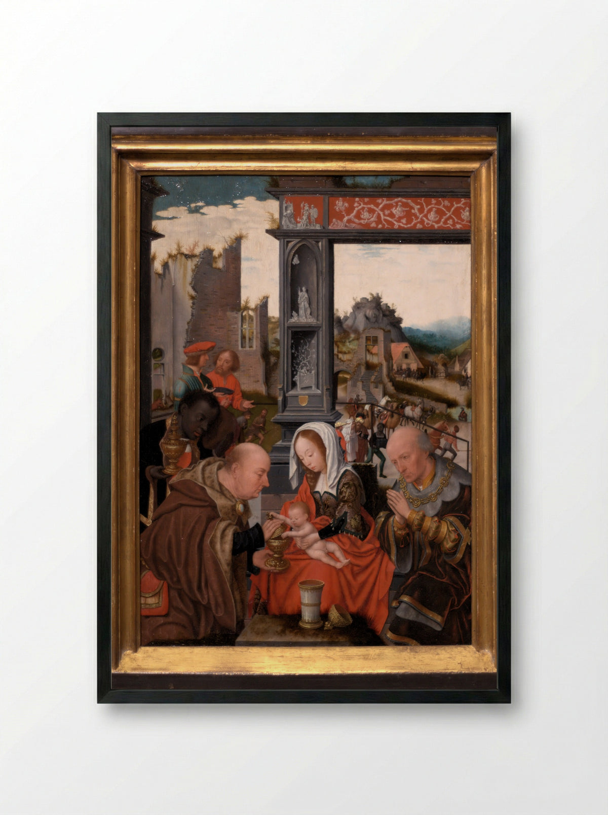 The Adoration of the Magi - Jan Jansz Mostaert - Framed Print Black