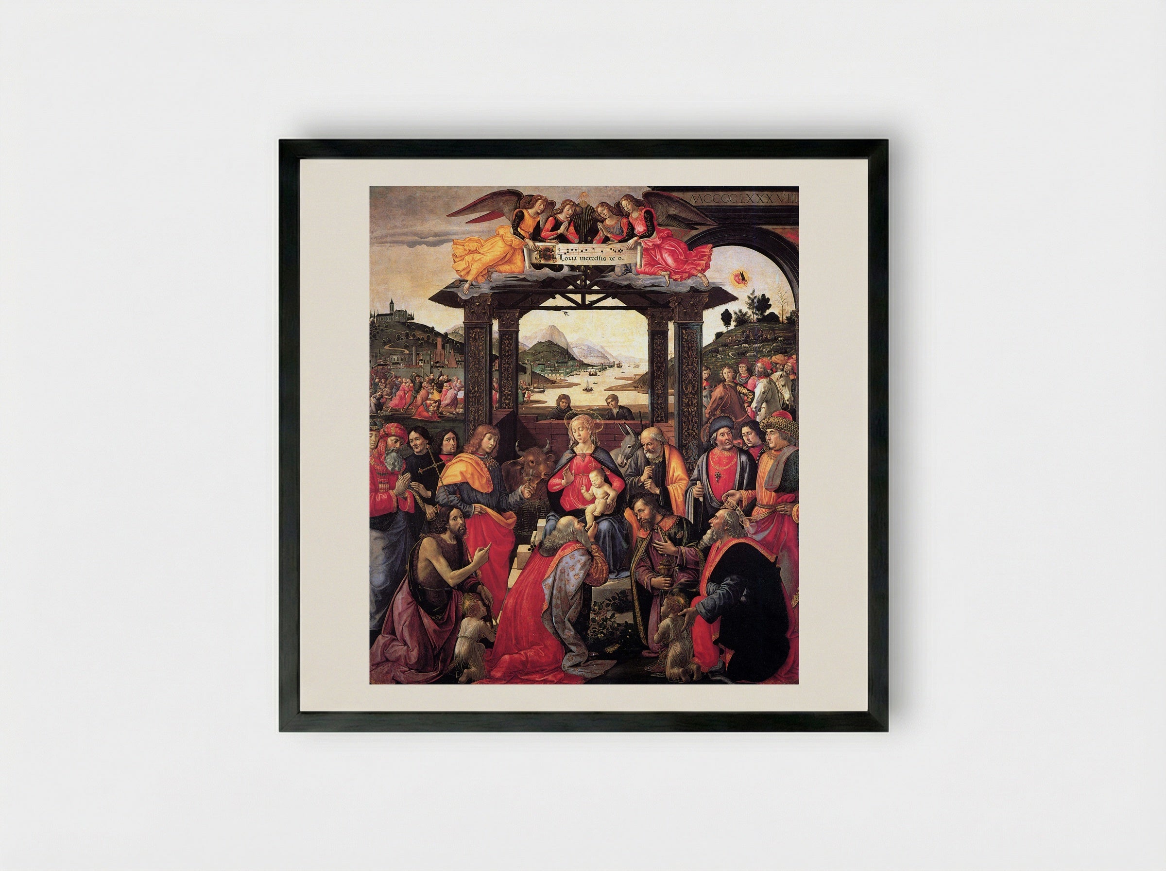 The Adoration of the Magi - Domenico Ghirlandaio - Framed Print Black