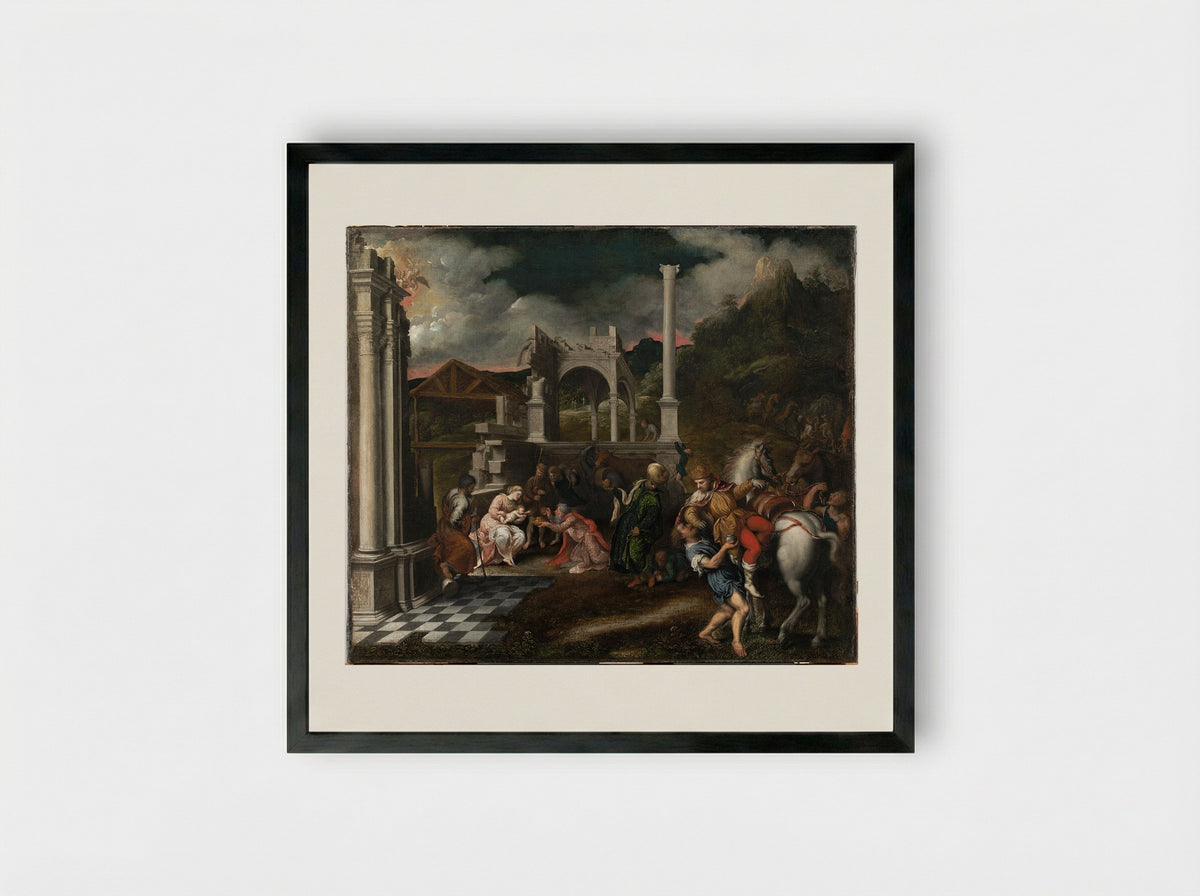 The Adoration of the Magi - Paris Bordone - Framed Print Black