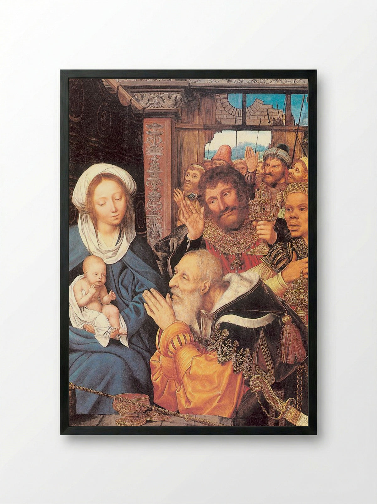The Adoration of the Magi - Quinten Massys - Framed Print Black