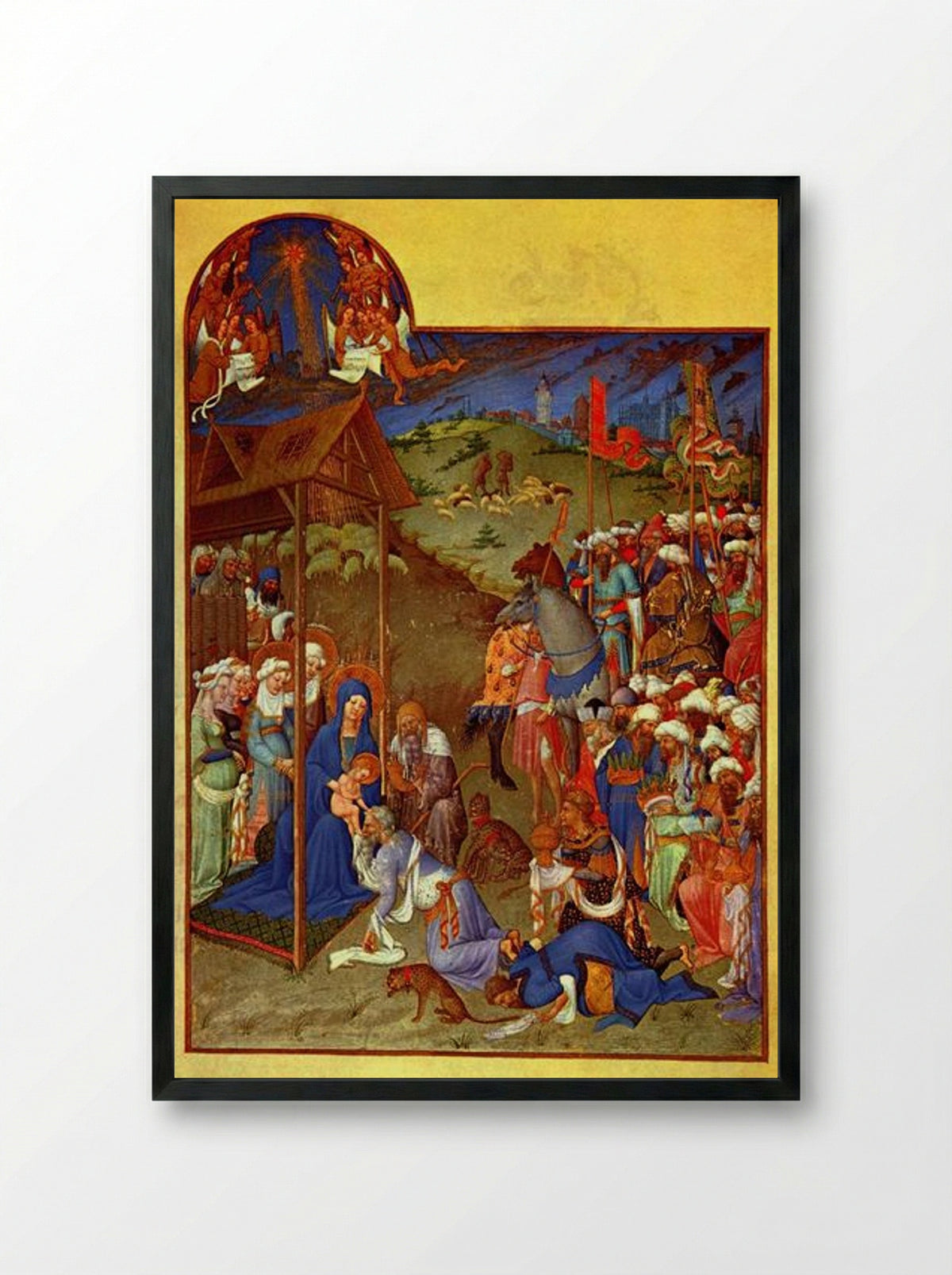 The Adoration of the Magi - Limbourg brothers - Framed Print Black
