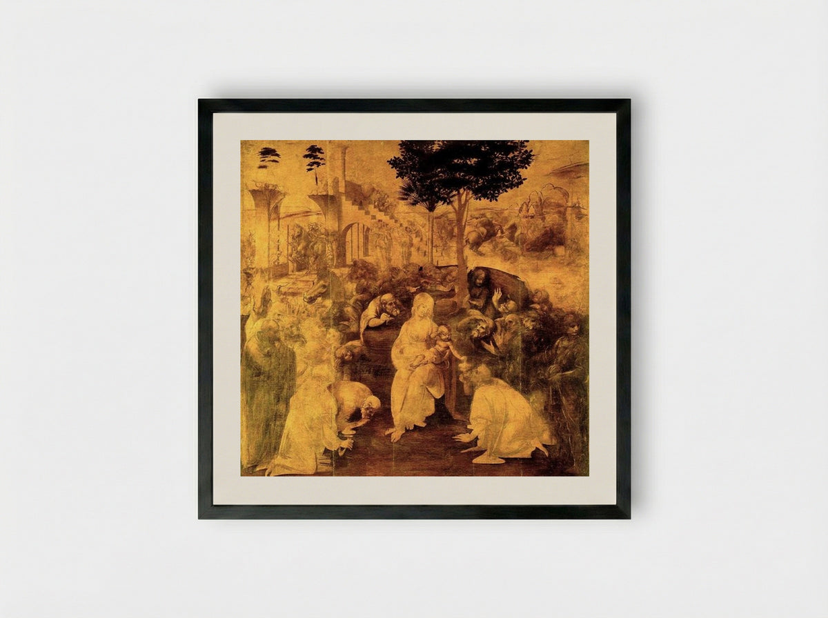 The Adoration of the Magi - Leonardo da Vinci - Framed Print Black