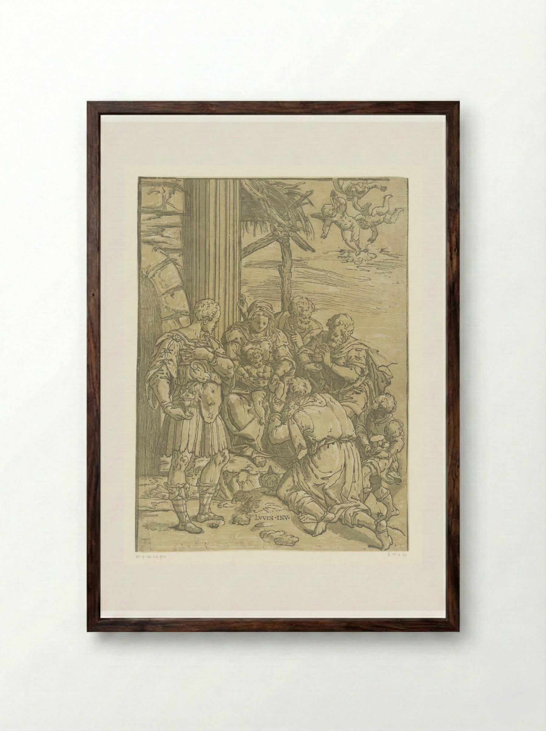 The Adoration of the Magi - Andrea Andreani - Framed Print Dark Wood