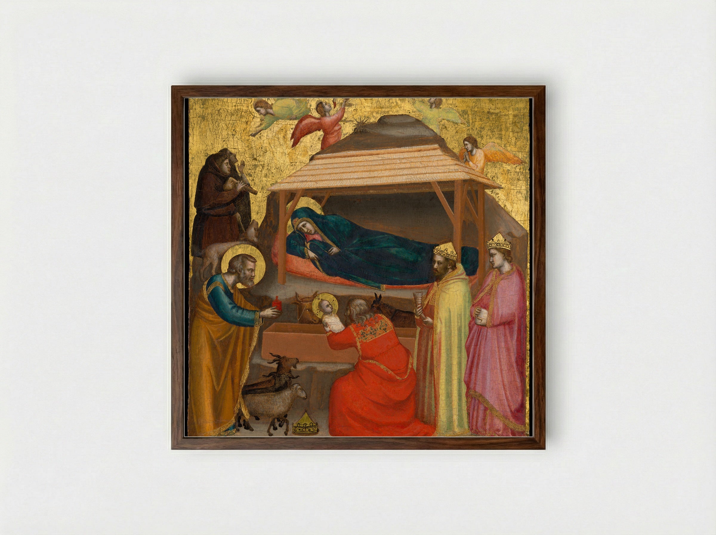 The Adoration of the Magi - Giotto di Bondone - Framed Print Dark Wood