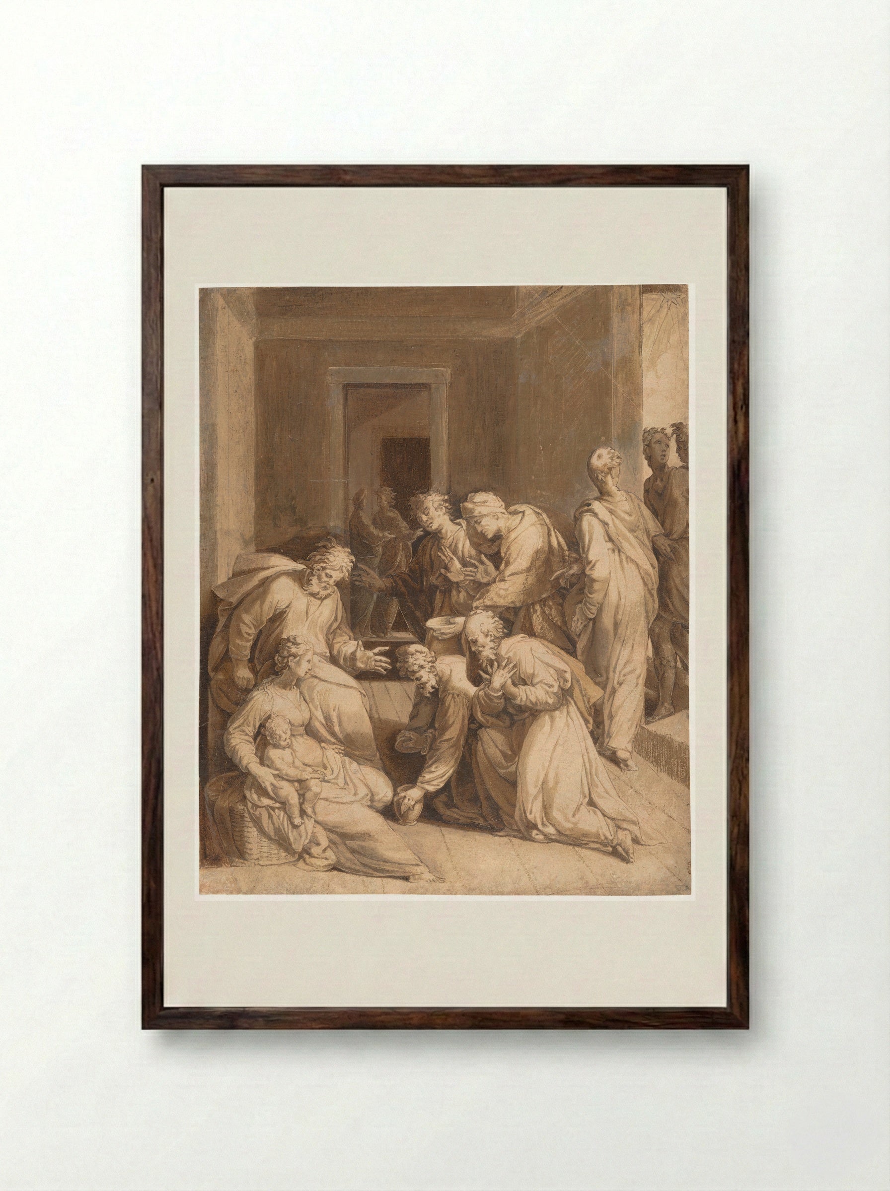 The Adoration of the Magi - Adriaan de Weerdt - Framed Print Dark Wood