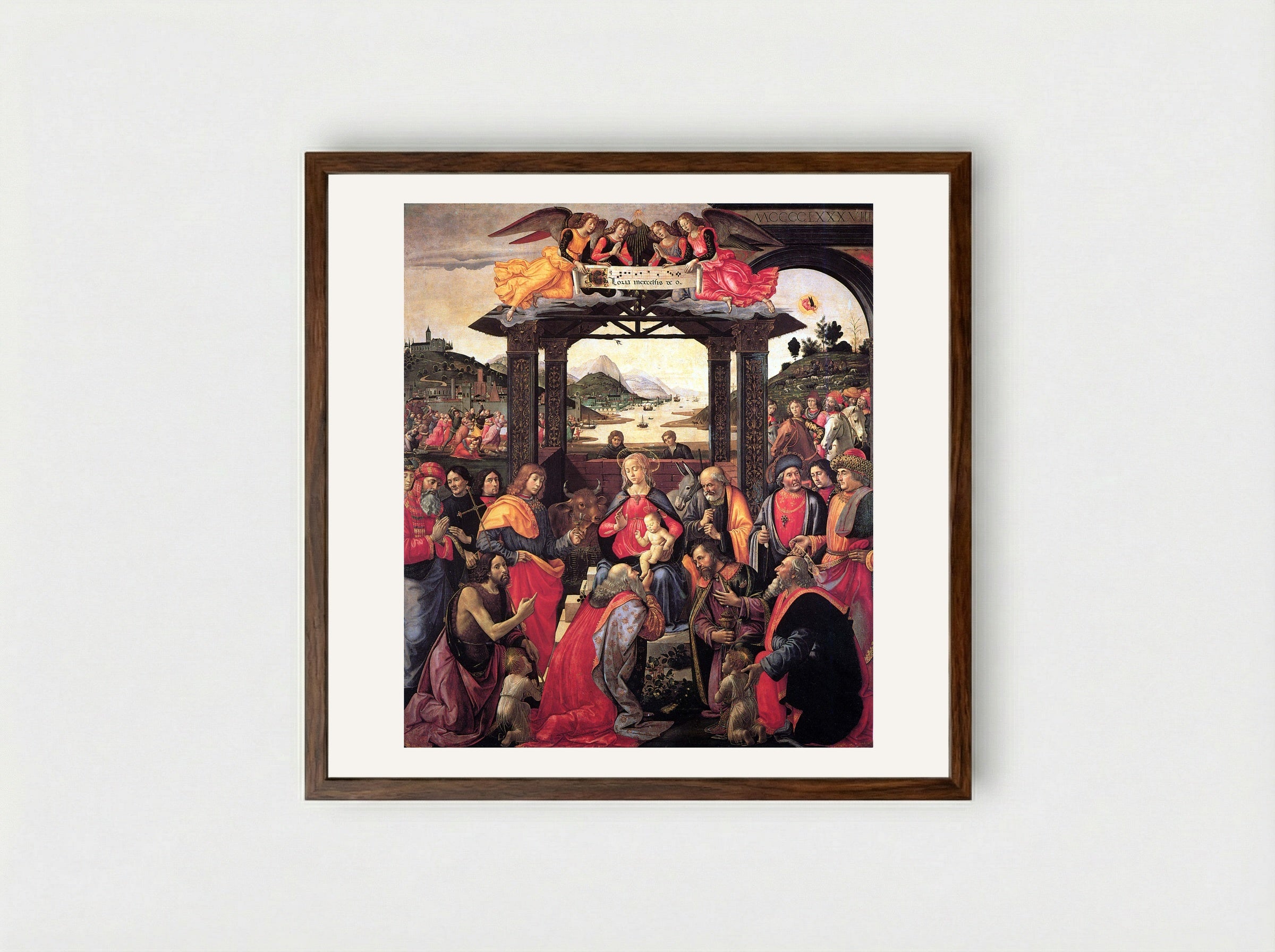 The Adoration of the Magi - Domenico Ghirlandaio - Framed Print Dark Wood
