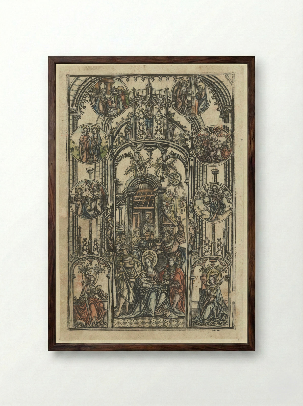 The Adoration of the Magi - Monogrammist S - Framed Print Dark Wood