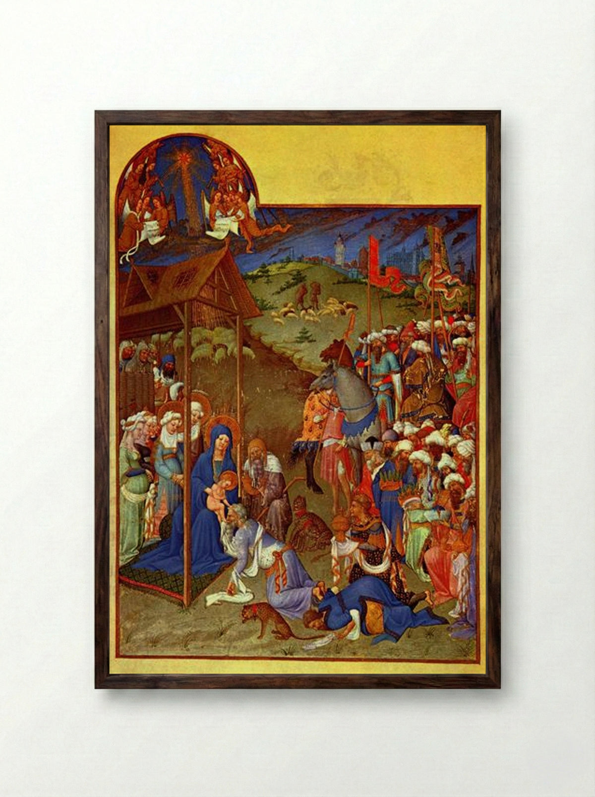 The Adoration of the Magi - Limbourg brothers - Framed Print Dark Wood