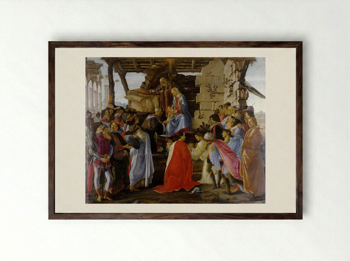 The Adoration of the Magi - Sandro Botticelli - Framed Print Dark Wood