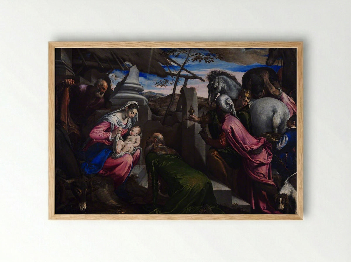 The Adoration of the Magi - Jacopo Bassano - Framed Print Wood