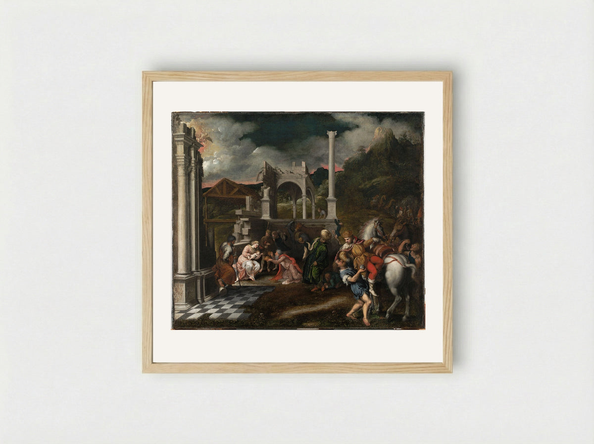 The Adoration of the Magi - Paris Bordone - Framed Print Wood