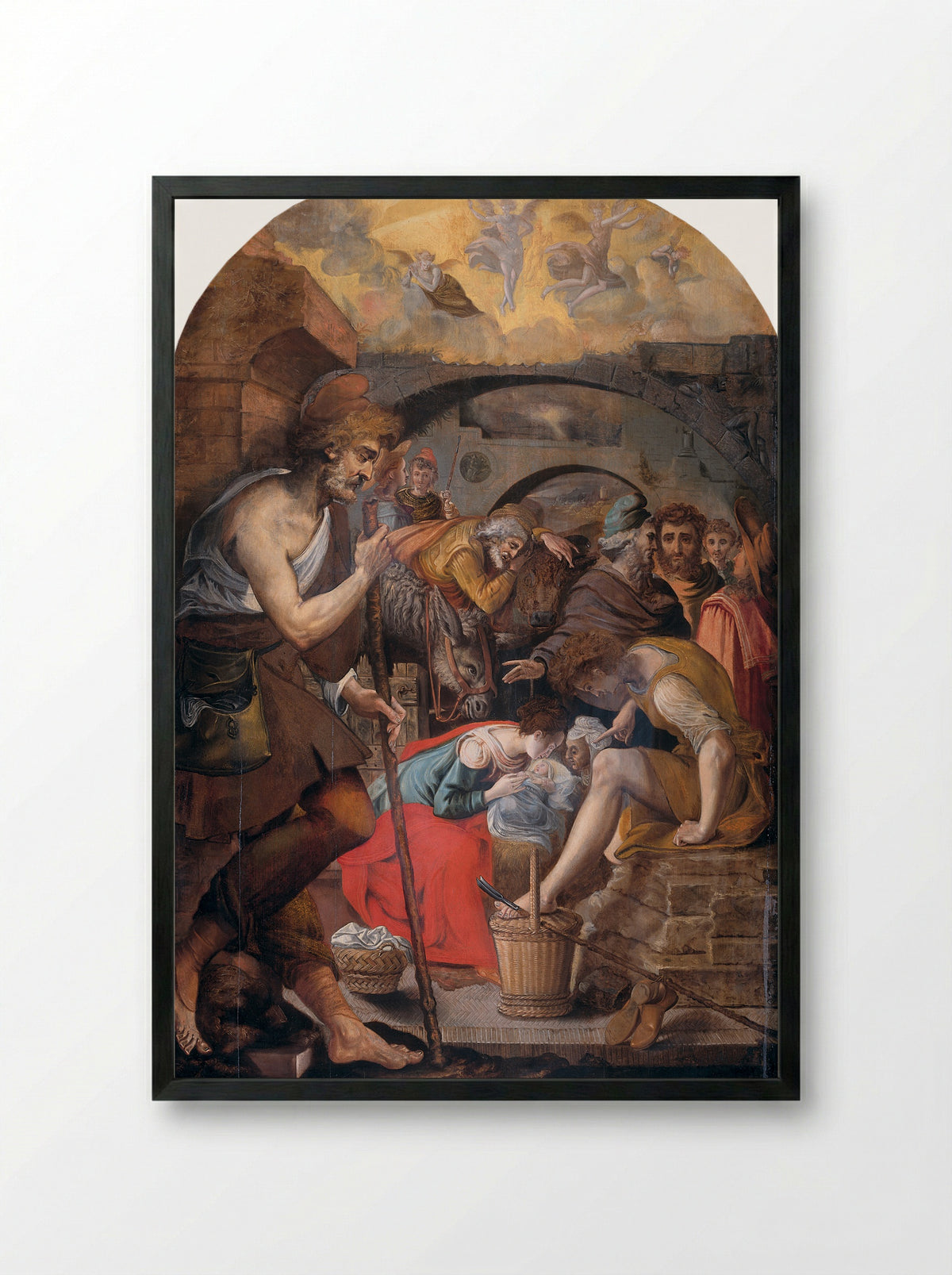 The Adoration of the Shepherds - Anthonie Blocklandt van Montfoort - Framed Print Black