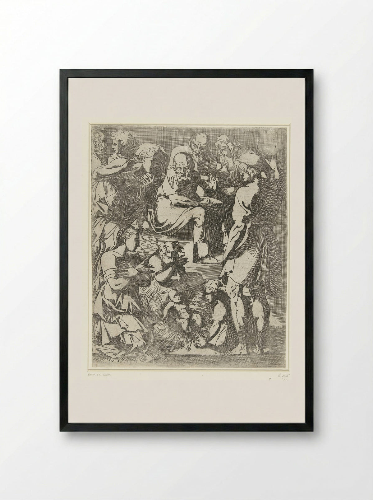 The Adoration of the Shepherds - Geoffroy Dumonstier - Framed Print Black