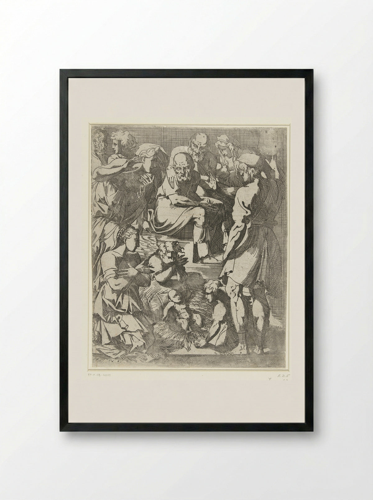 The Adoration of the Shepherds - Geoffroy Dumonstier - Framed Print Black