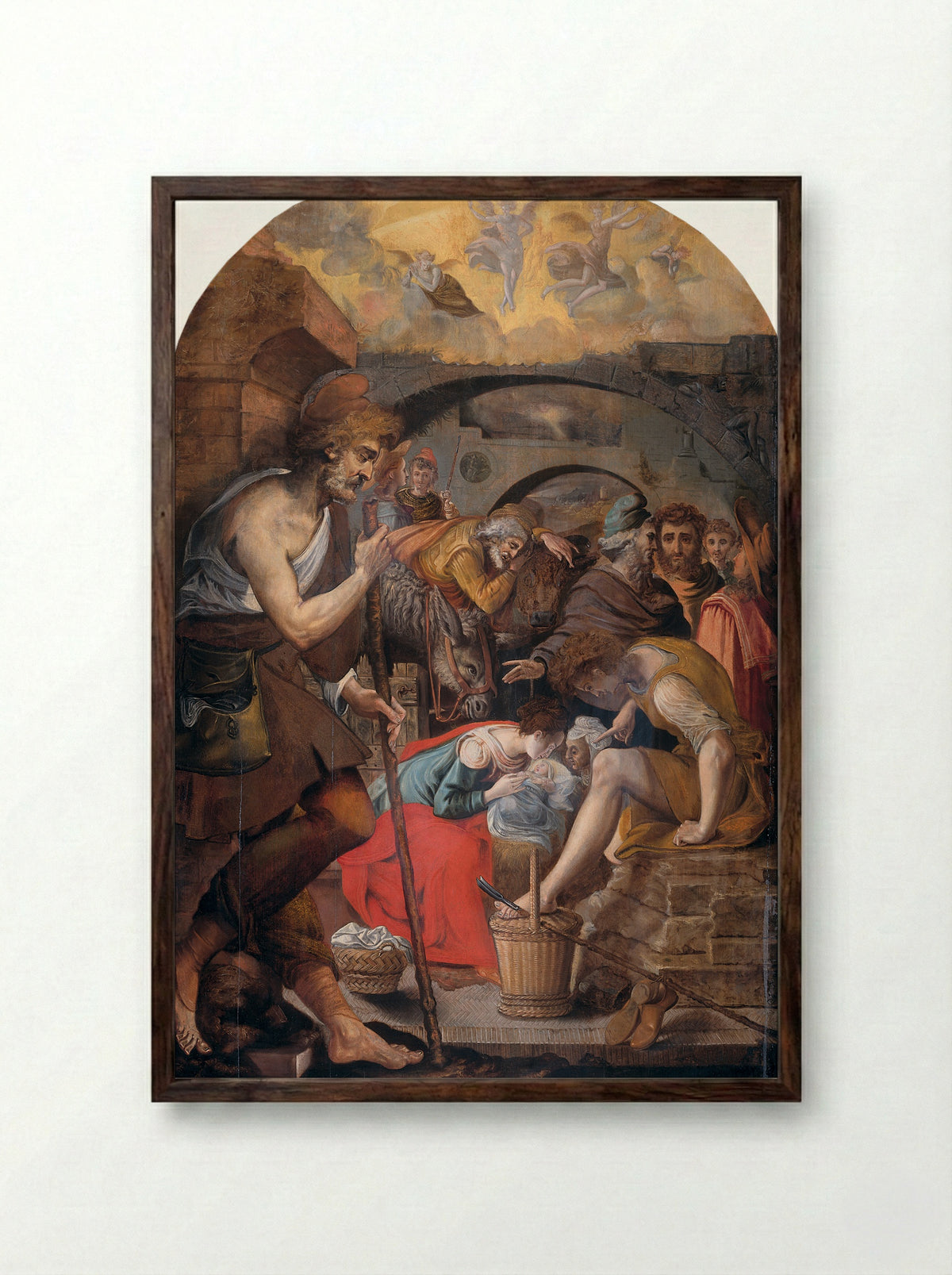 The Adoration of the Shepherds - Anthonie Blocklandt van Montfoort - Framed Print Dark Wood