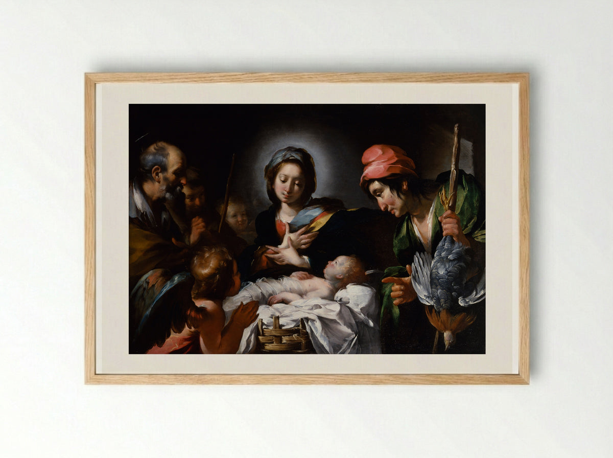 The Adoration of the Shepherds - Bernardo Strozzi - Framed Print Wood