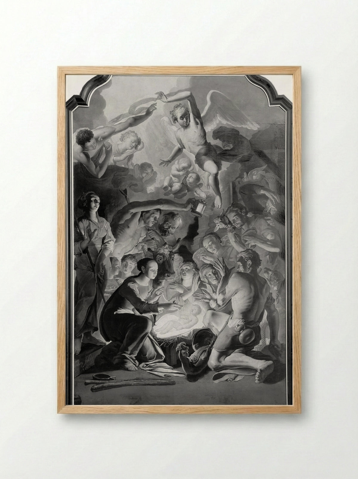 The Adoration of the Shepherds - Abraham Daniëlsz. Hondius - Framed Print Wood