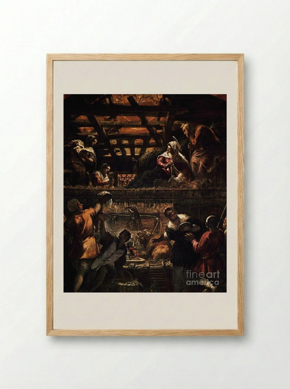 The Adoration of the Shepherds - Tintoretto - Framed Print Wood