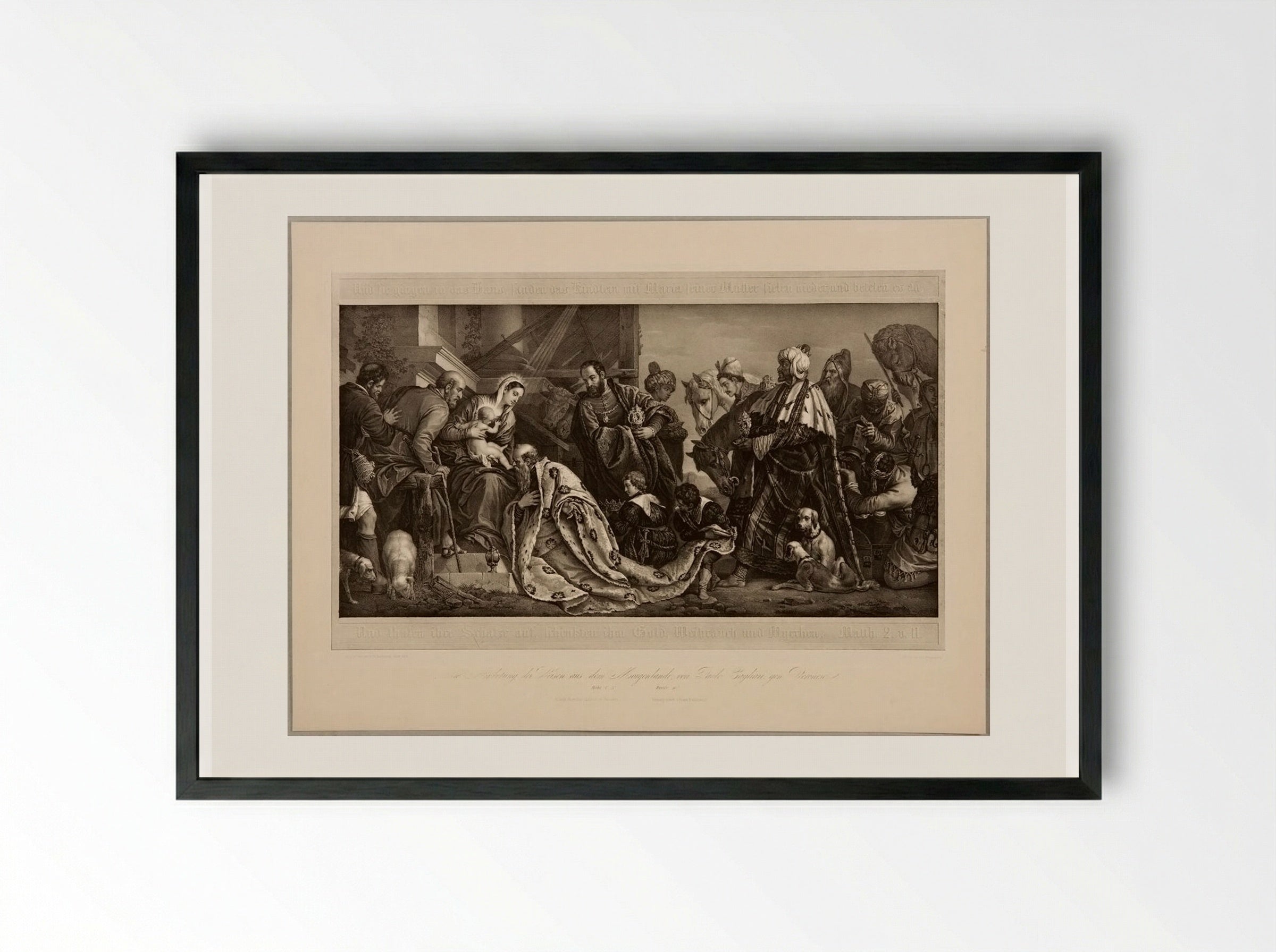 The Adoration of the Wise Men from the Orient - Franz Hanfstaengl - Framed Print Black