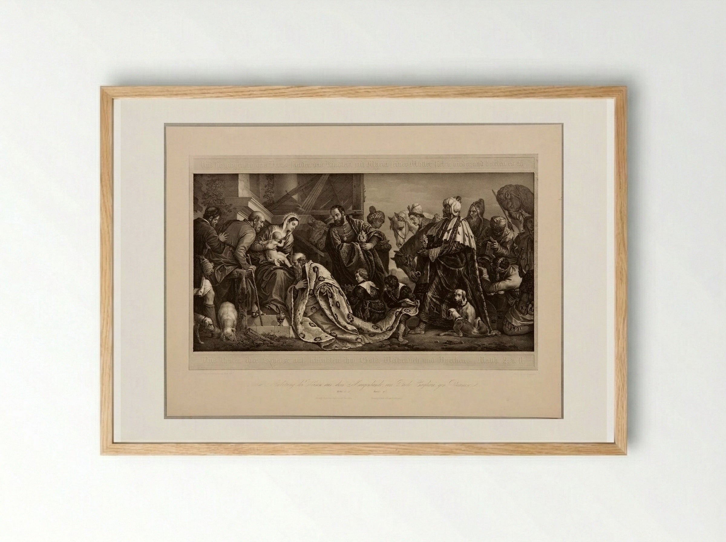 The Adoration of the Wise Men from the Orient - Franz Hanfstaengl - Framed Print Wood
