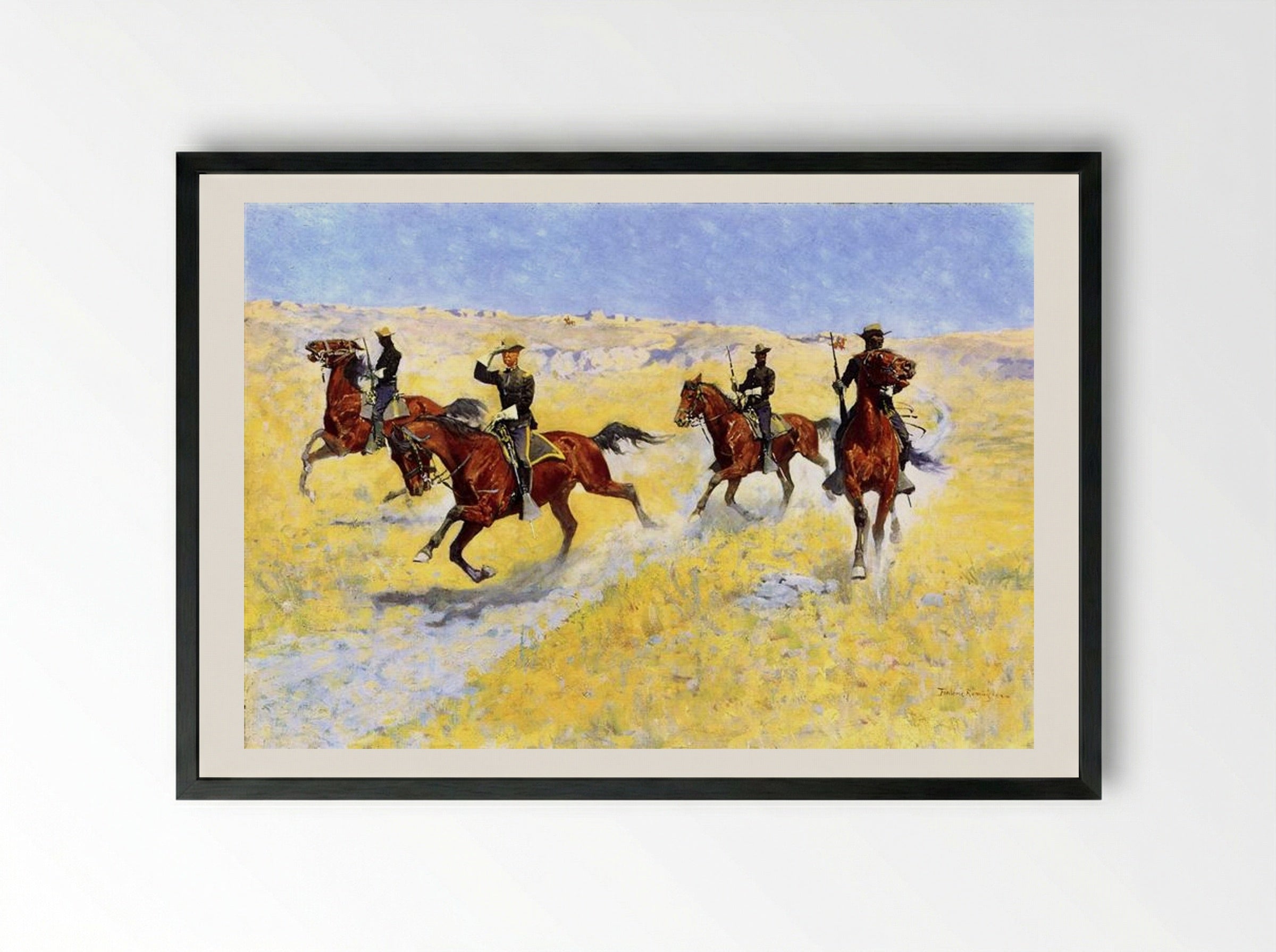 The Advance - Frederic Remington - Framed Print Black