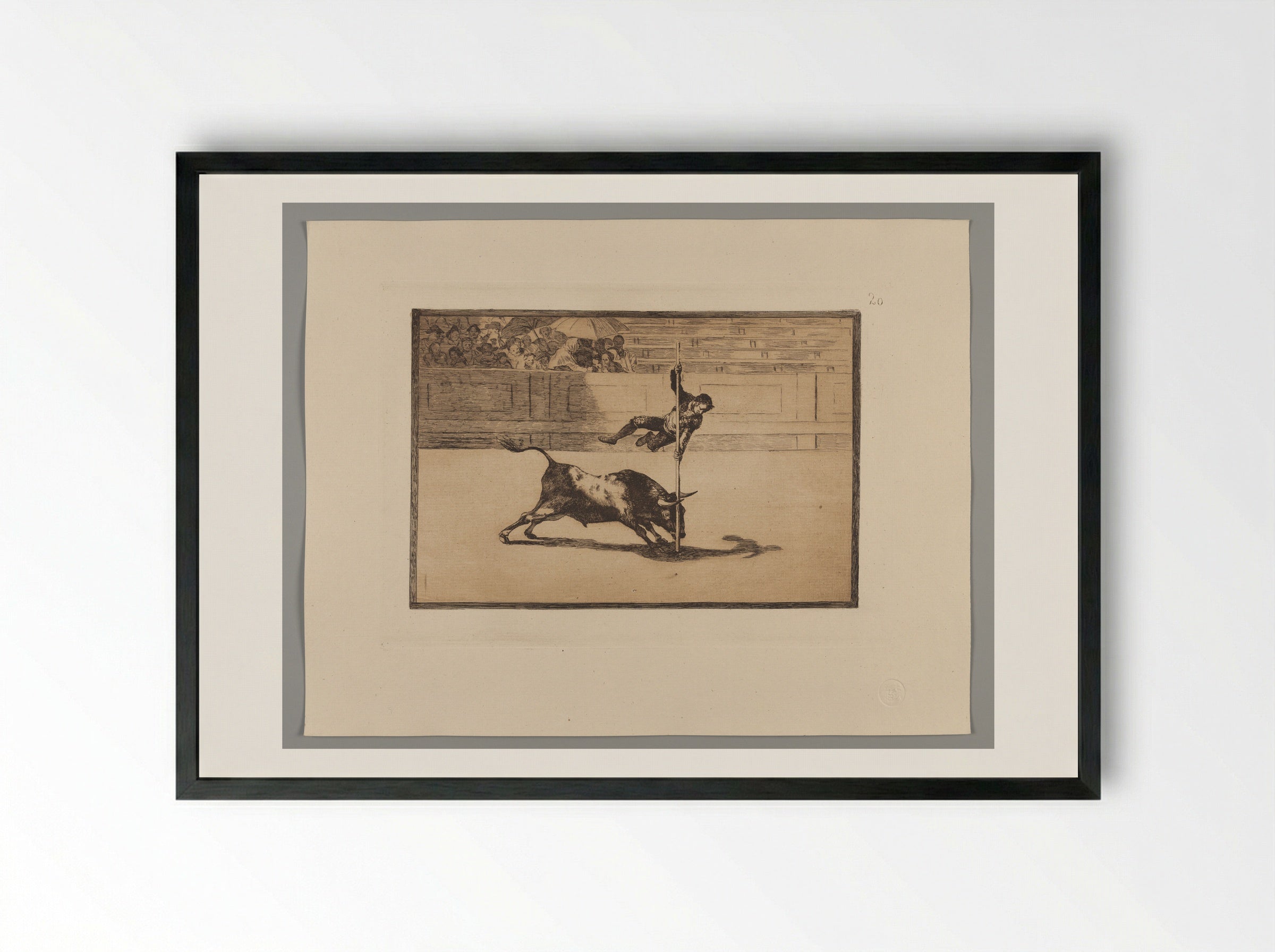The Agility and Audacity of Juanito Apiñani in the Ring at Madrid - Francisco José de Goya y Lucientes - Framed Print Black