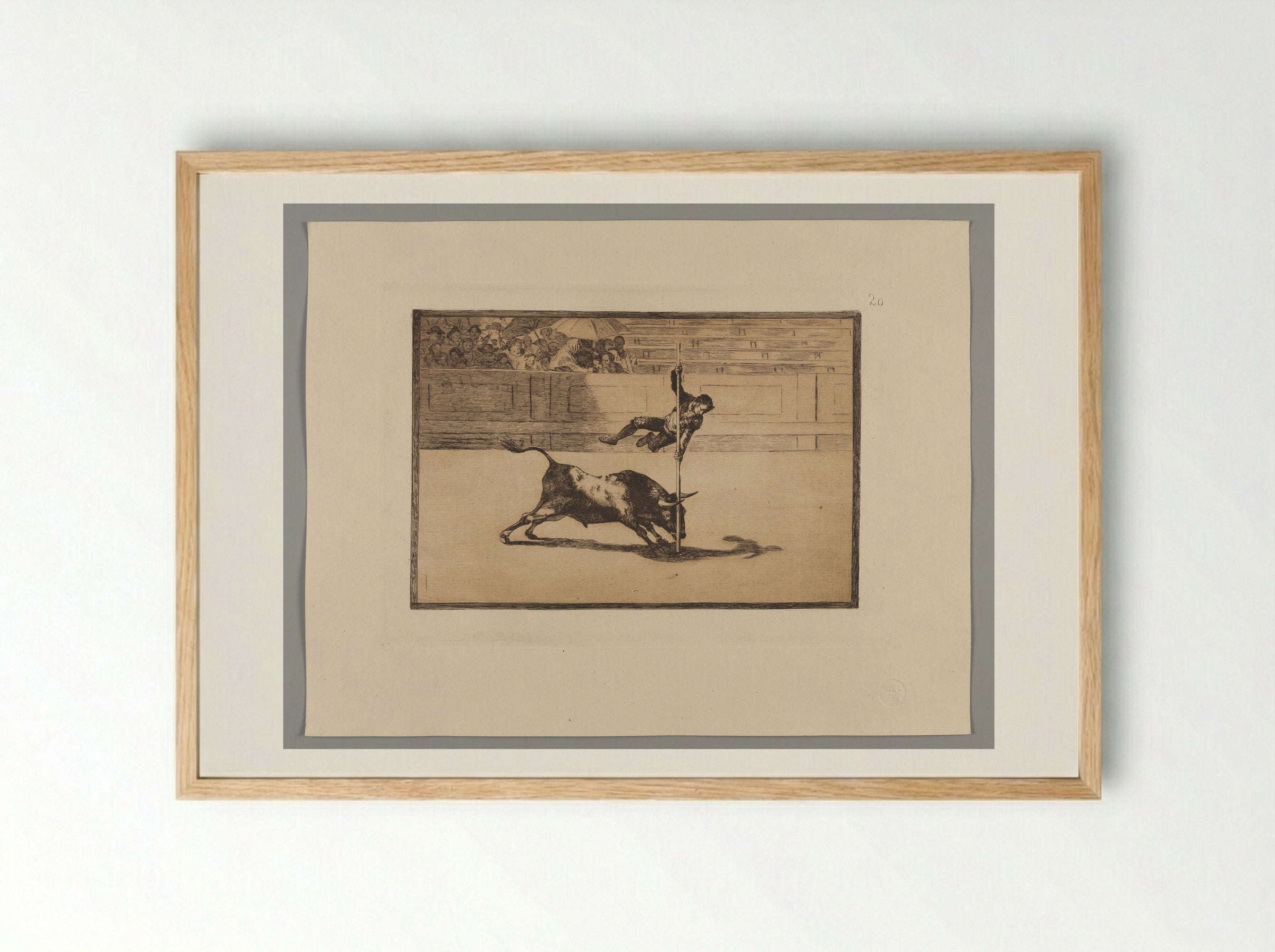 The Agility and Audacity of Juanito Apiñani in the Ring at Madrid - Francisco José de Goya y Lucientes - Framed Print Wood