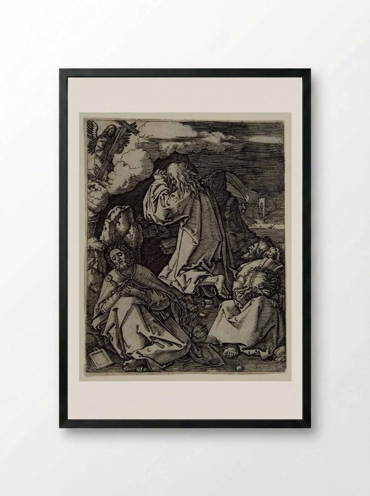 The Agony in the Garden - Marcantonio Raimondi - Framed Print Black