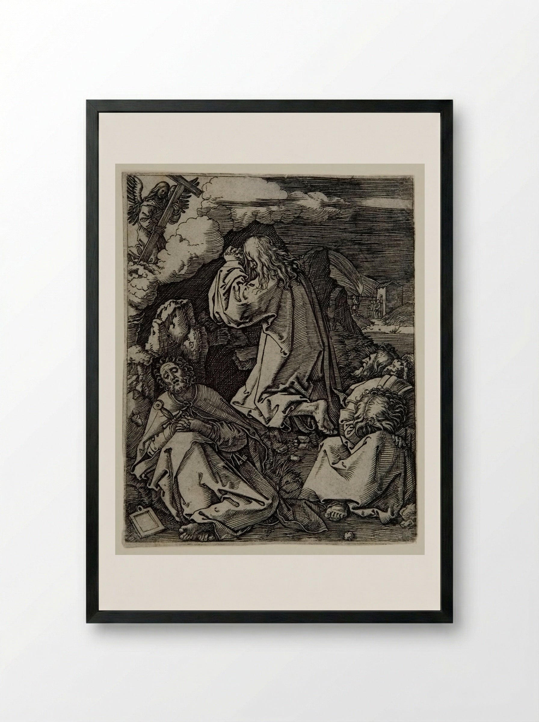 The Agony in the Garden - Marcantonio Raimondi - Framed Print Black