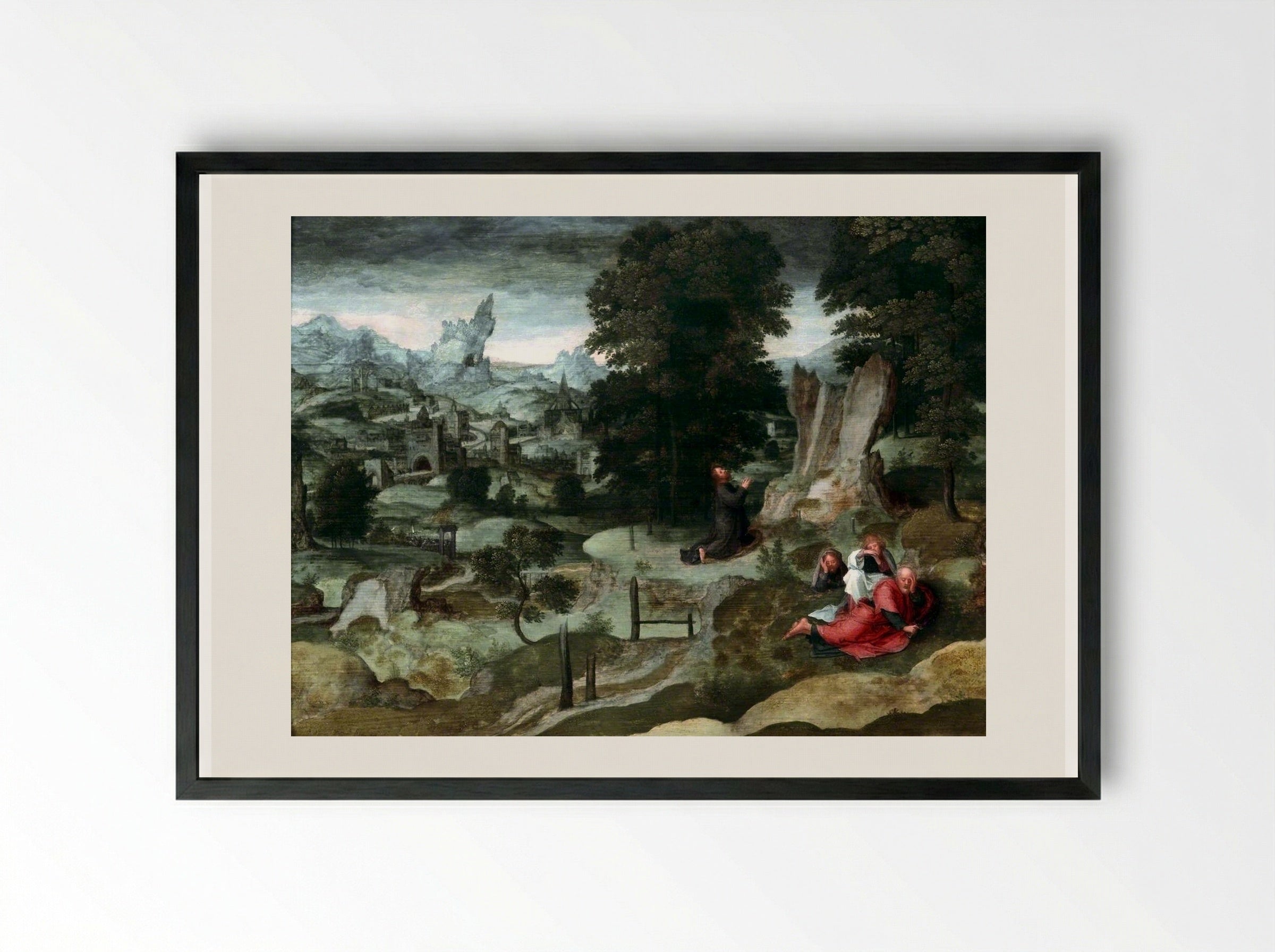 The Agony in the Garden - Martin Schongauer - Framed Print Black