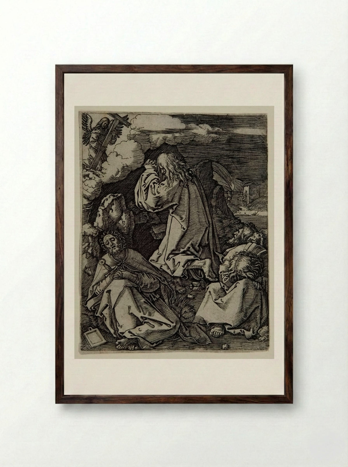 The Agony in the Garden - Marcantonio Raimondi - Framed Print Dark Wood
