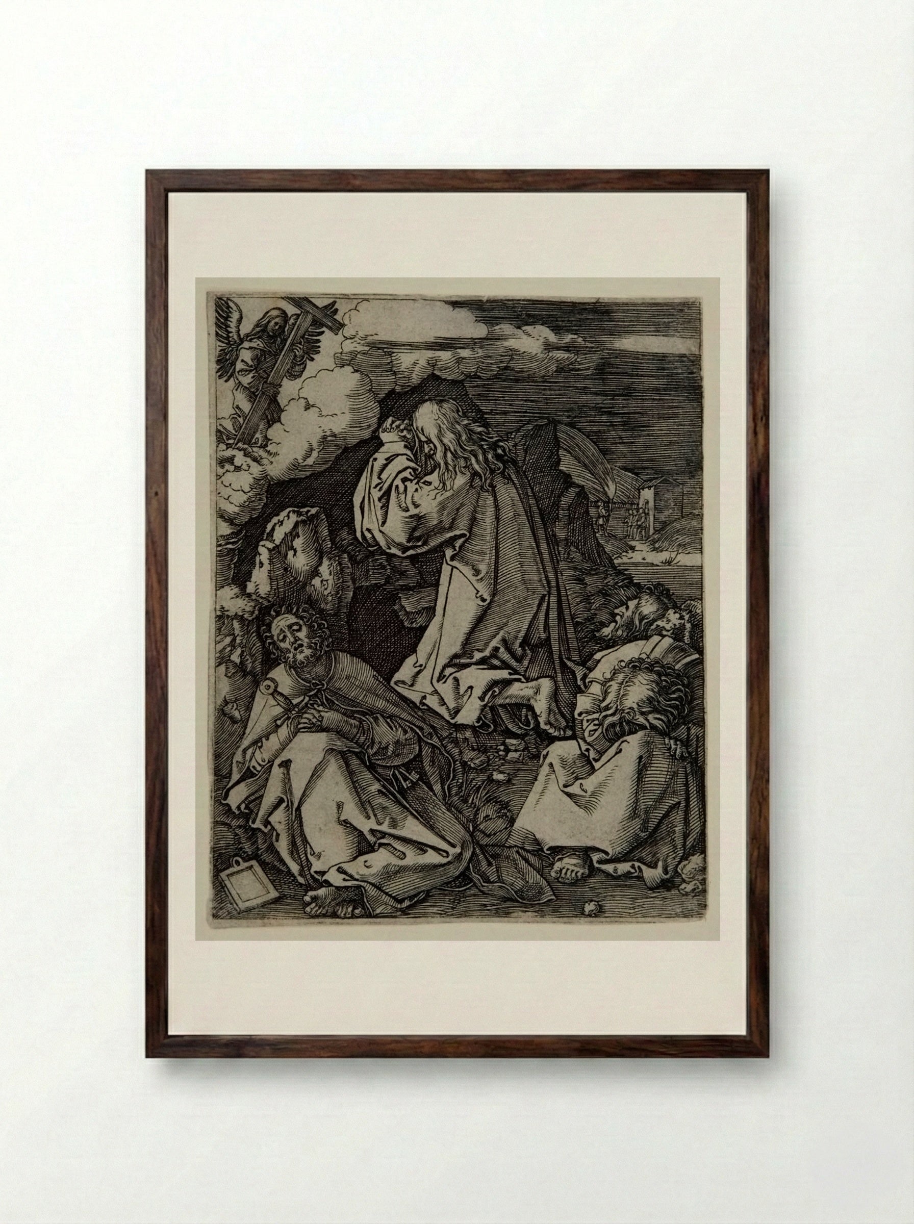 The Agony in the Garden - Marcantonio Raimondi - Framed Print Dark Wood