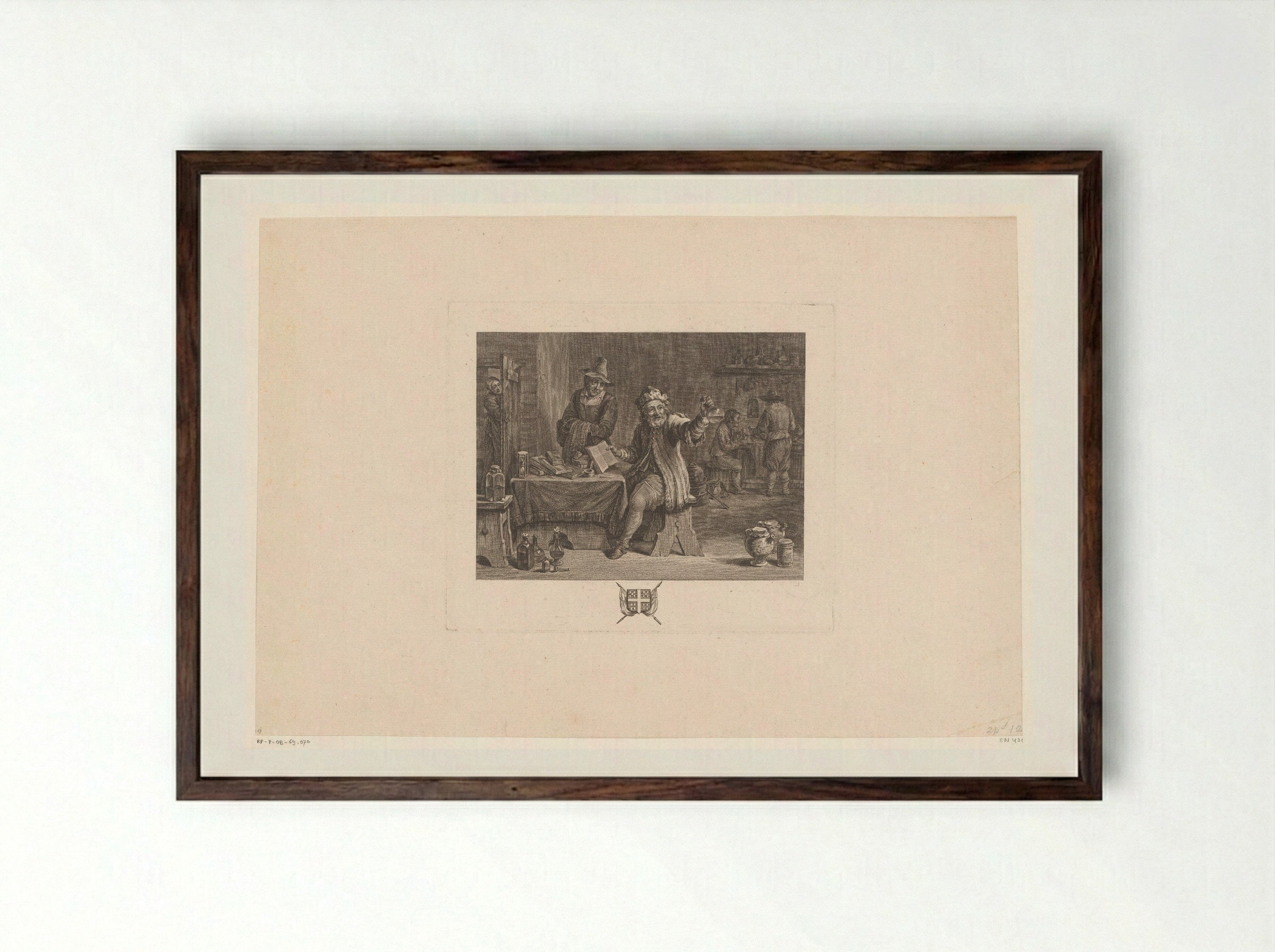 The Alchemist - Jacques-Philippe Le Bas - Framed Print Dark Wood