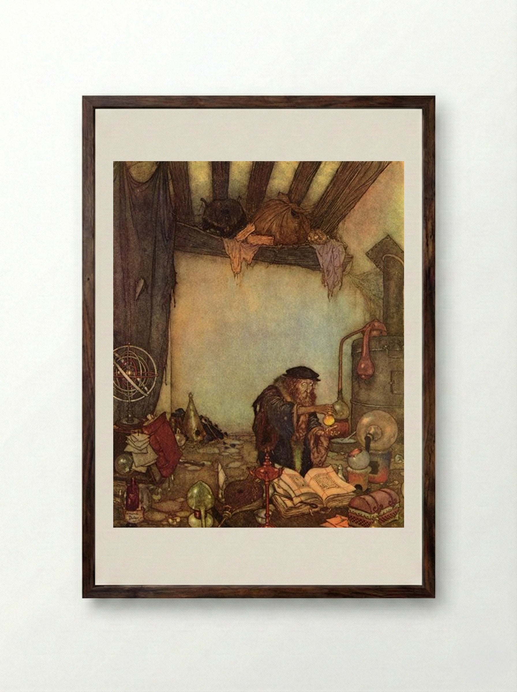 The Alchemist - Edmund Dulac - Framed Print Dark Wood