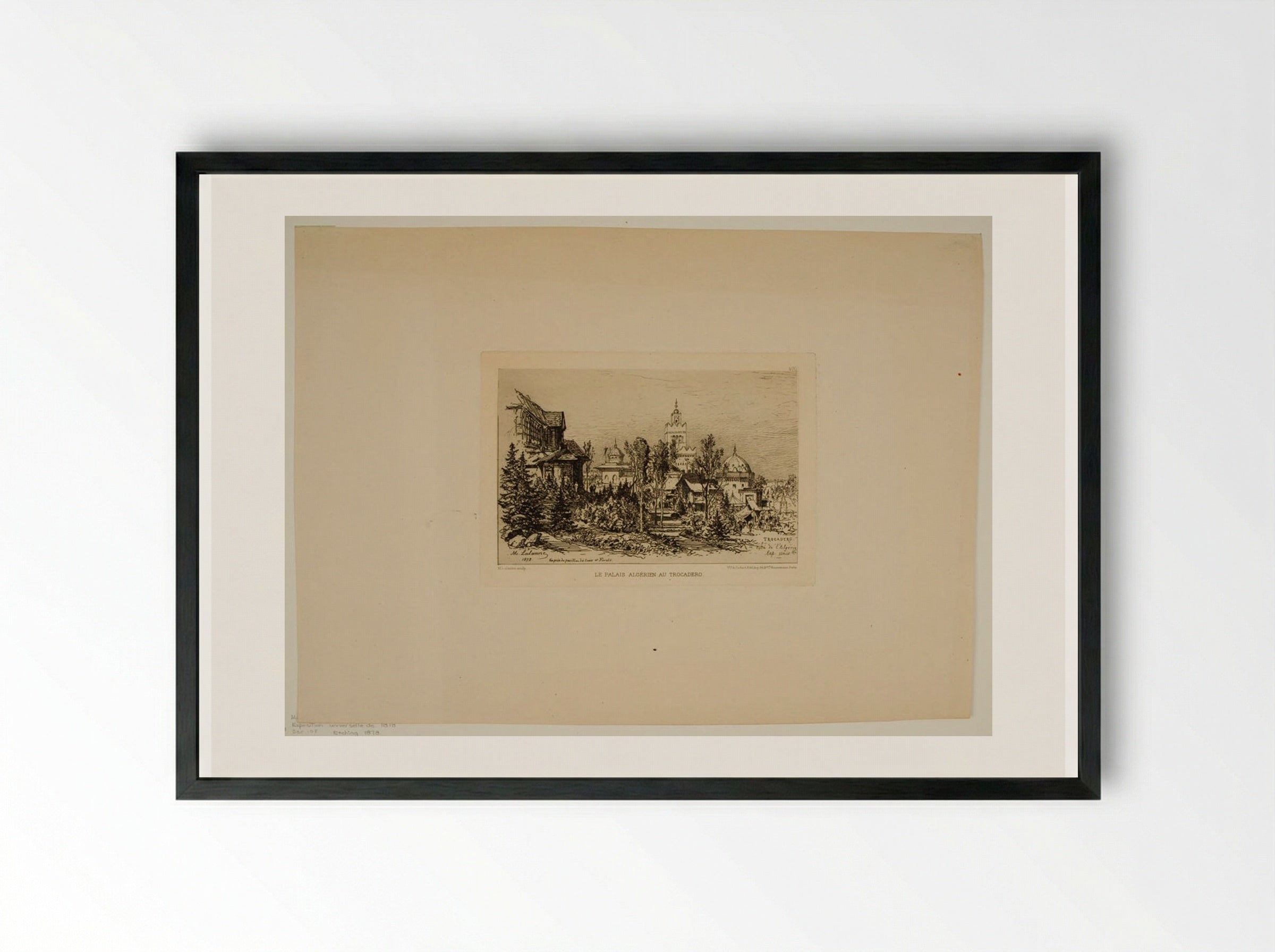 The Algerian Palace at the Trocadero, Paris Exposition of 1878 - Maxime Lalanne - Framed Print Black