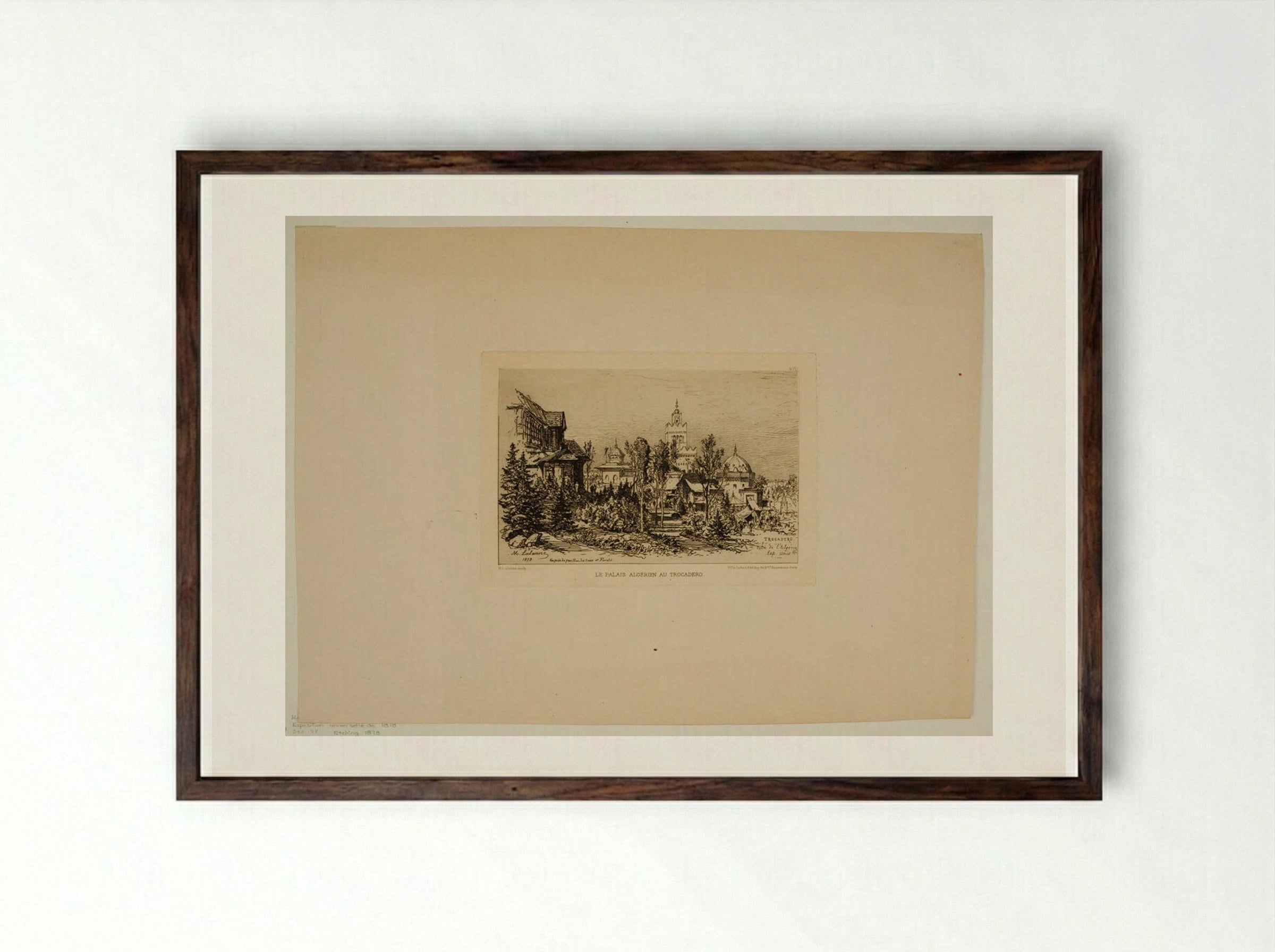 The Algerian Palace at the Trocadero, Paris Exposition of 1878 - Maxime Lalanne - Framed Print Dark Wood